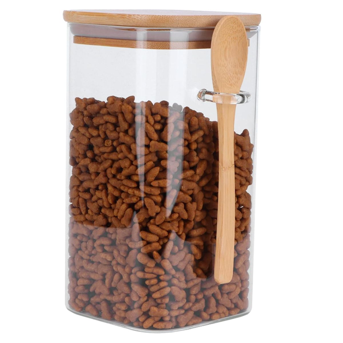 GENERICO - Pack x 2 Canister Cuadrado con Tapa y Cuchara de Bambú 700ml