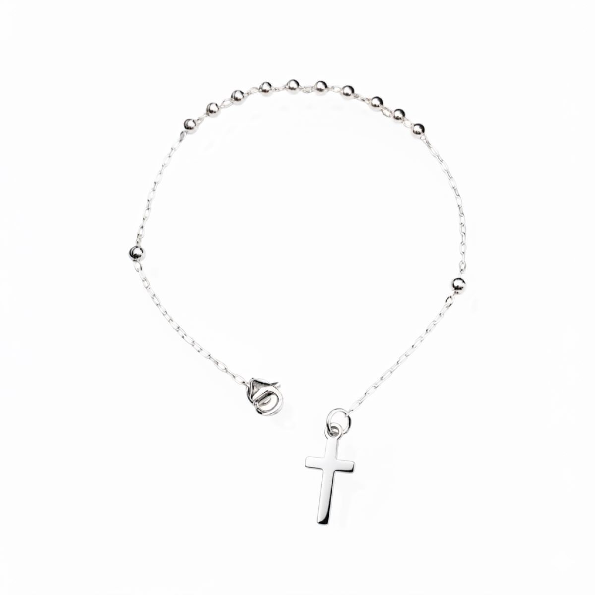 SANTORAL - Pulsera Denario Cruz Lisa 3mm - Plata