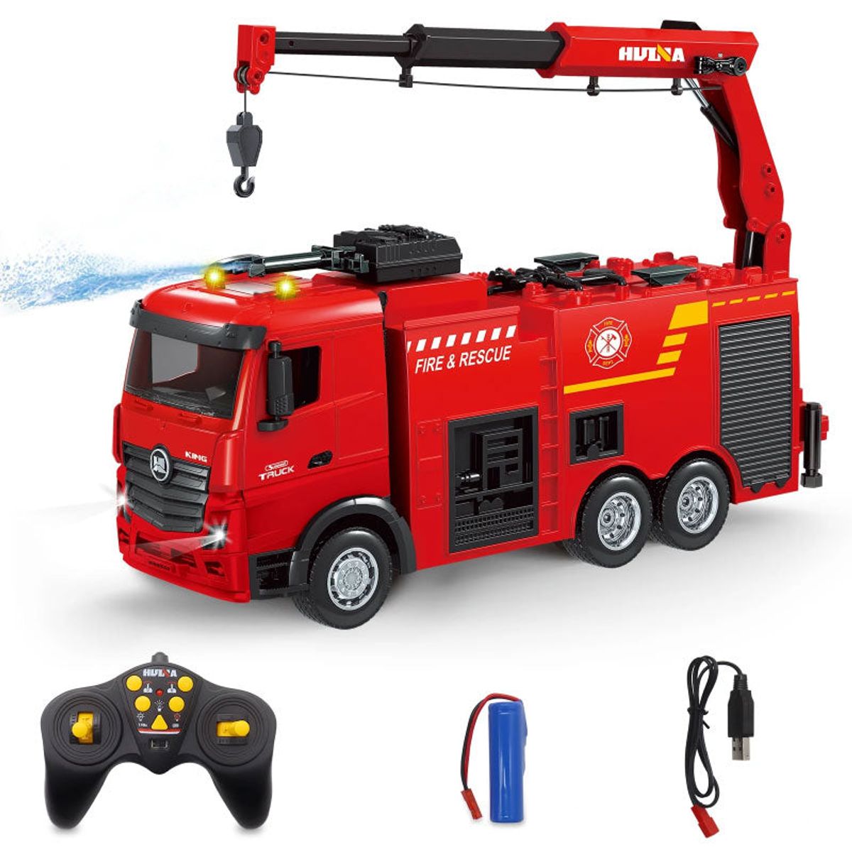 HUINA - Juguete Camión Bombero a Control Remoto Escala 1 18