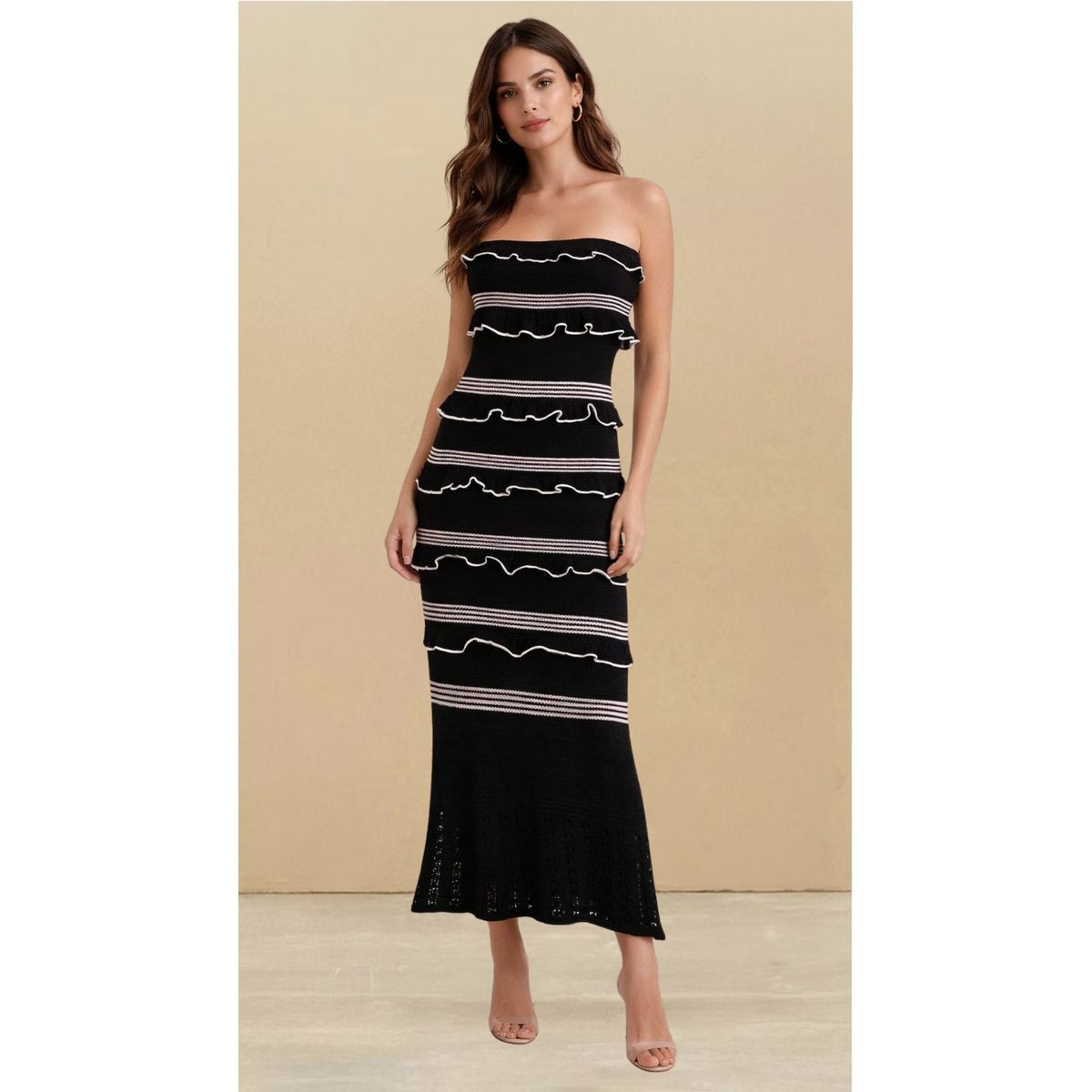 AMA OUTFITTERS - VESTIDO TEJIDO EN HILO CRETA