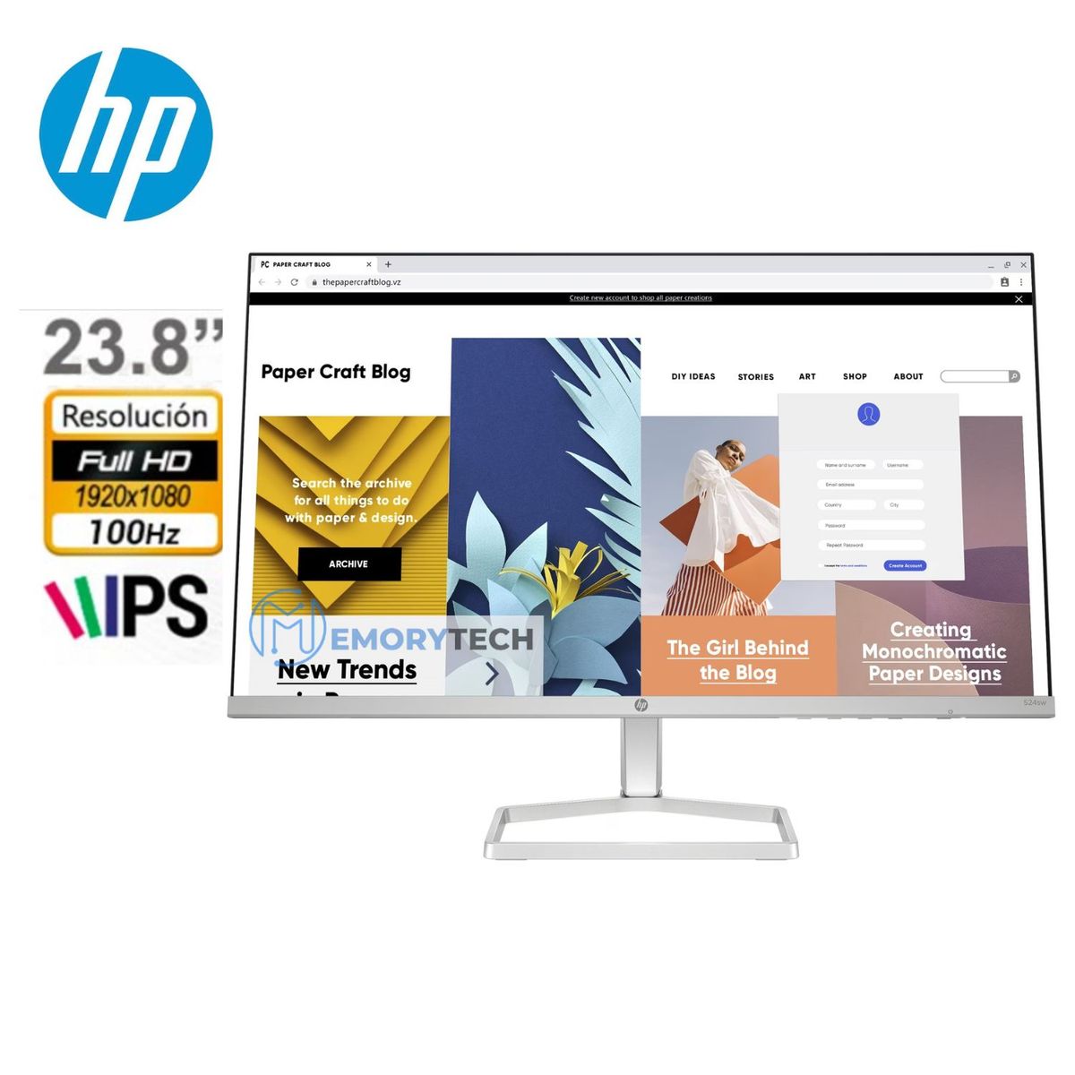 HP - MONITOR HP SERIE 5 94C21AA BLANCO 524SW 23,8 100HZ