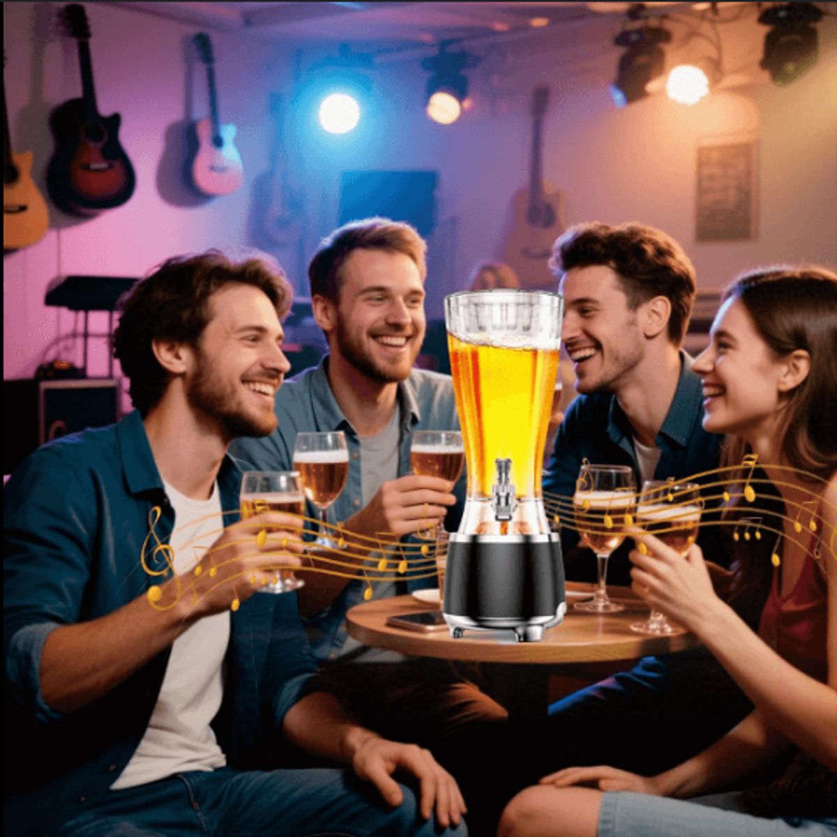 GENERICO - Dispensador de cerveza de 2,5 litros con altavoz LED integrado