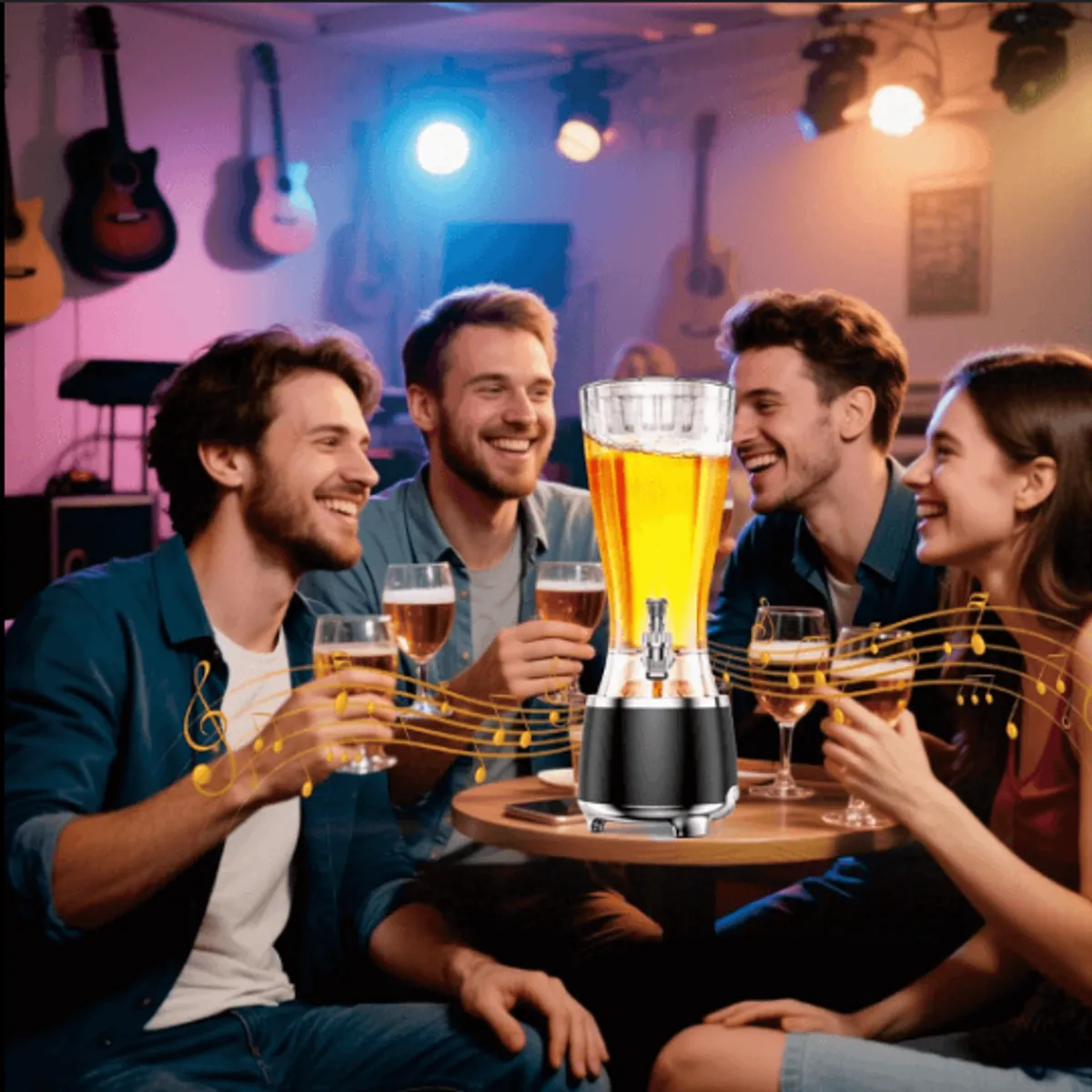 GENERICO - Dispensador de cerveza de 2,5 litros con altavoz LED integrado