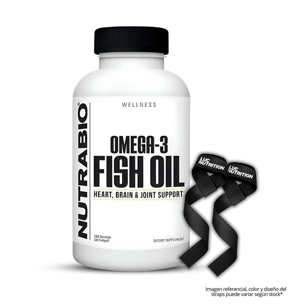 NUTRABIO - Aceite de pescado - Fish Oil Omega 3 Nutrabio - 400 cápsulas + Straps