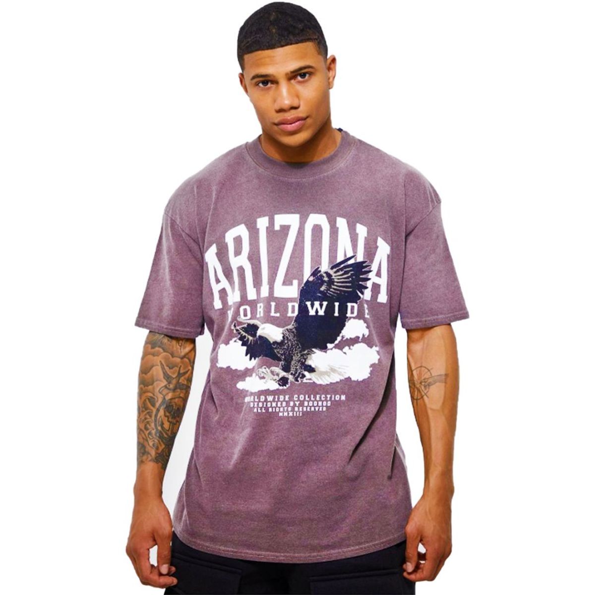 42AROZINA - Camiseta manga corta cuello redondo estampado étnico