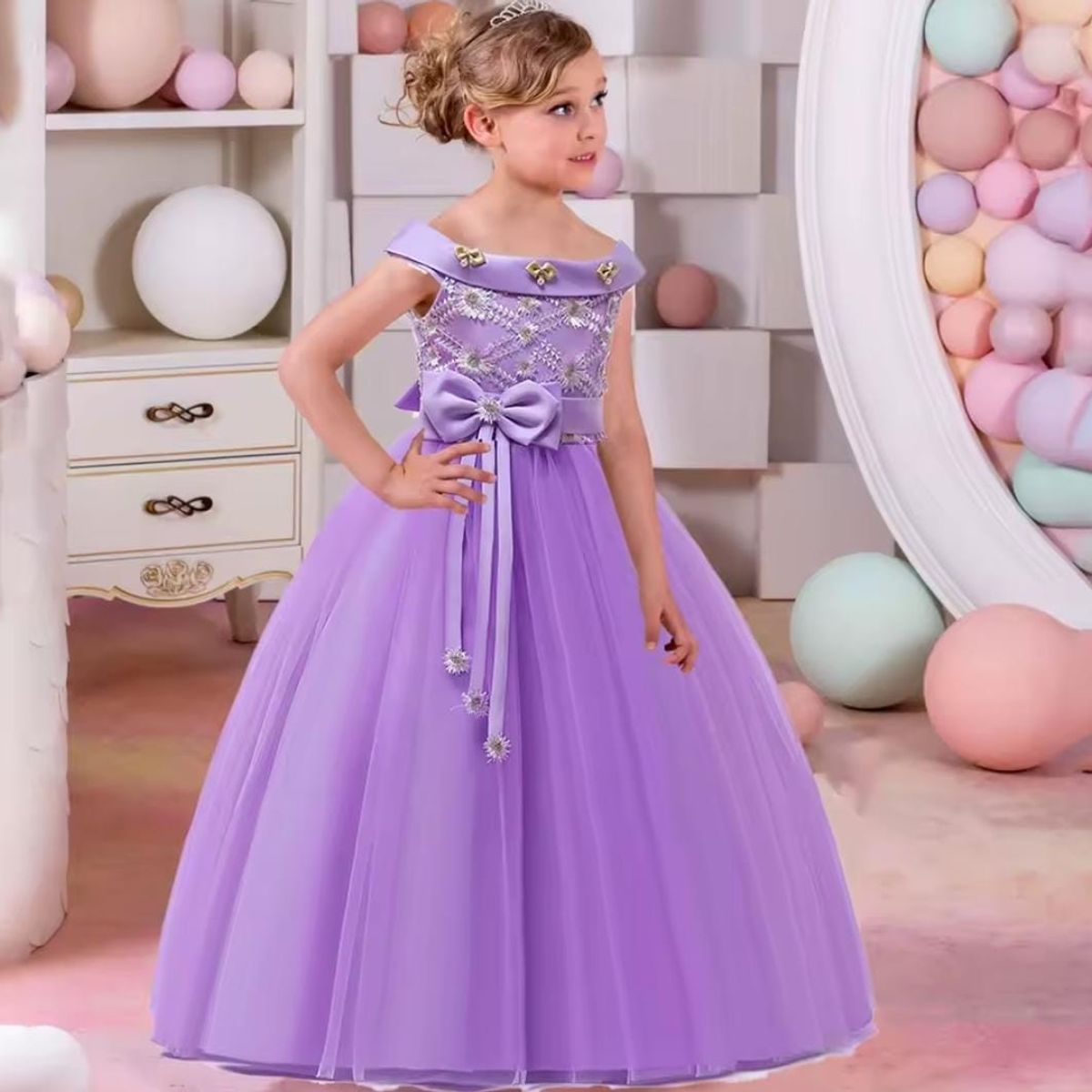 GENERICO - Vestido Niña Princesa Lila Talla 8
