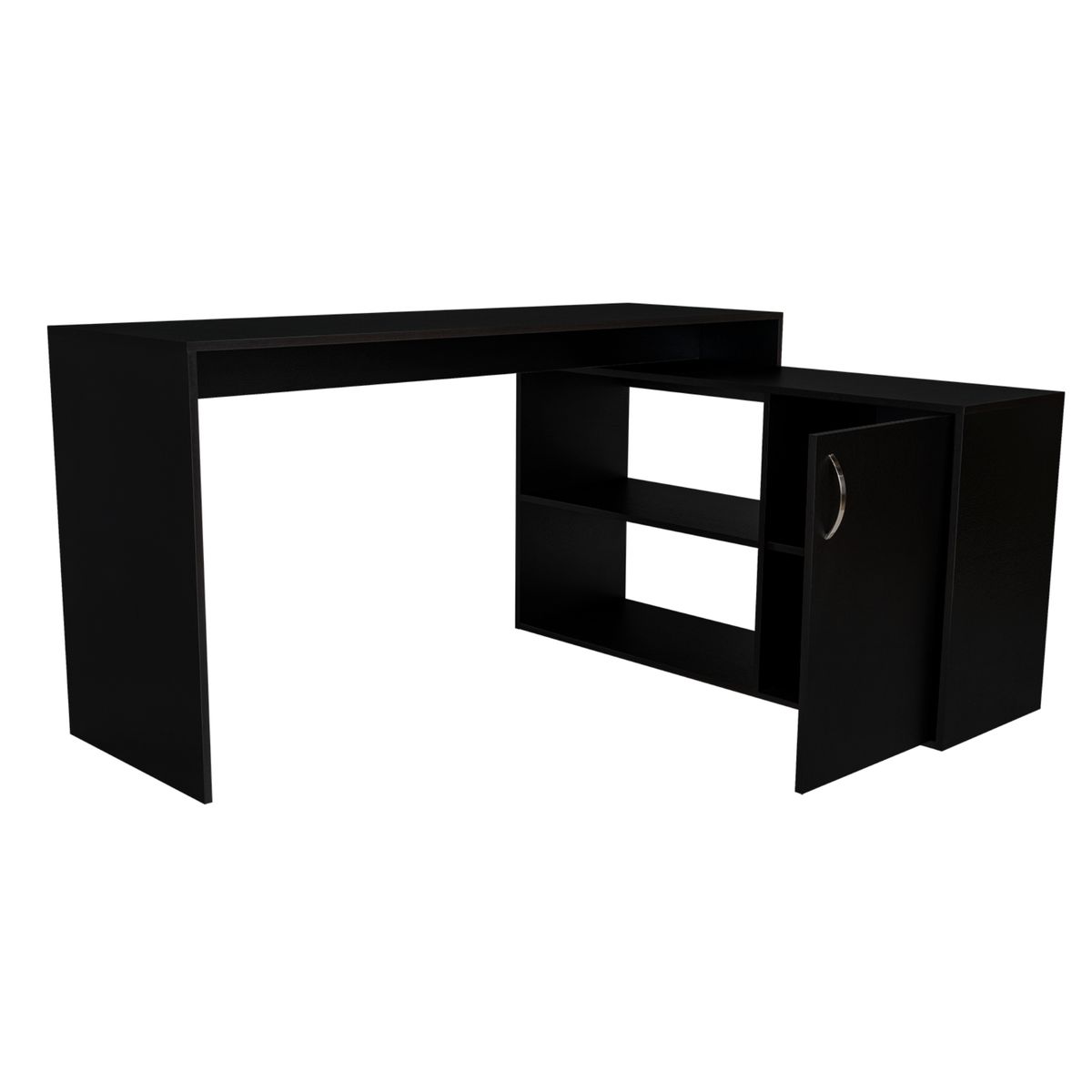FMFURNITURE - Escritorio En L 1 Puerta Y Estantes  Fm-032N - Negro