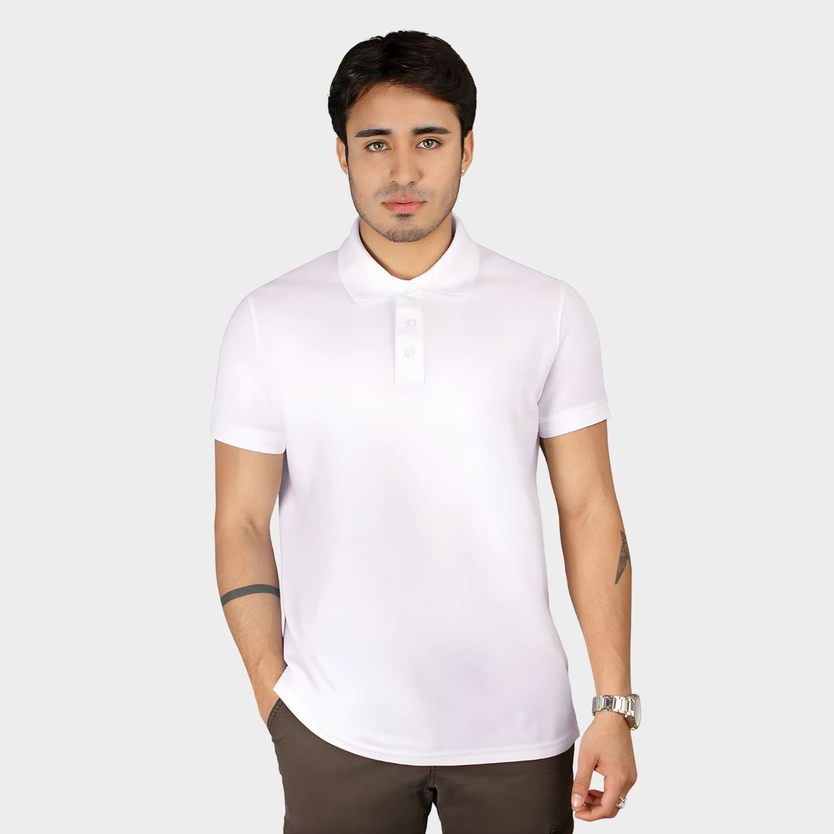 PAPIROS DENIM - Polo Camisero para Hombre Slim Fit Papiros Denim Algodón Piqué