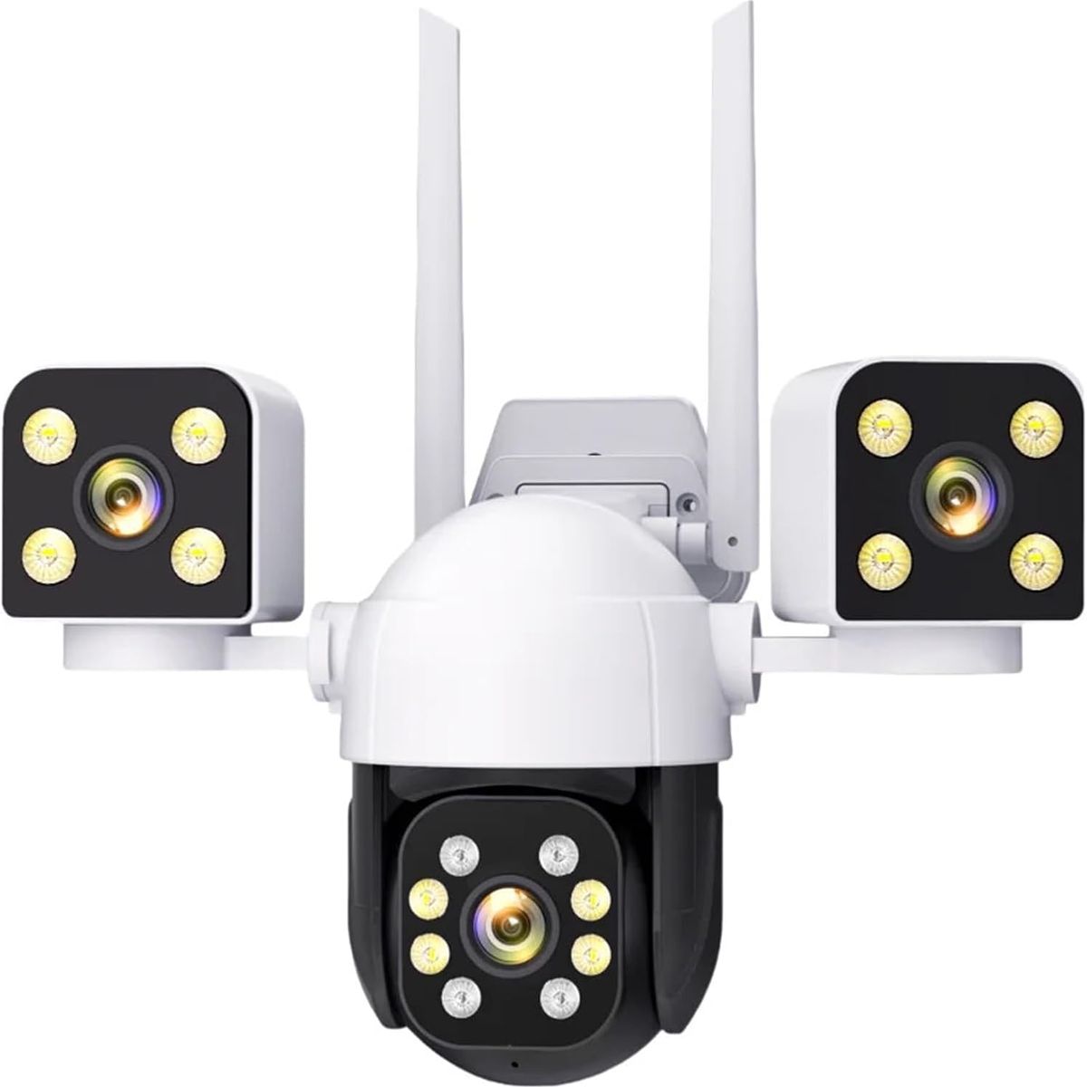 GENERICO - Cámaras De Seguridad 3 Lentes 360°  Wifi 4k Full Hd Visión Nocturna con Alarma incluida Color Blanco