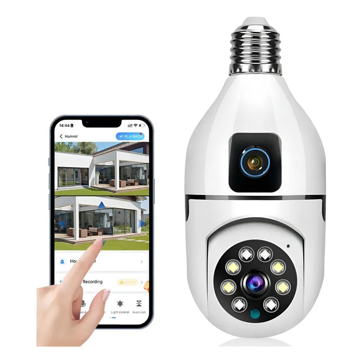 GENERICO - Cámara De Seguridad Wifi  360°4mp V380 Pro De Doble Lente Con Visión Nocturna Seguimiento Automático Alarma Color Blanco