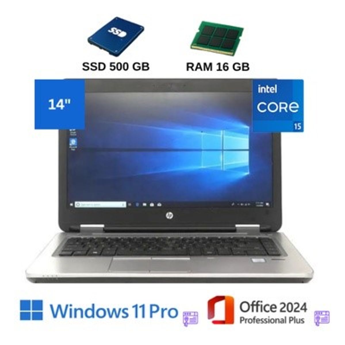 HP - HP ProBook 640 Intel Core I5, con 16GB RAM + SSD de 500GB+Windows 11 Pro+ Office 2024PP