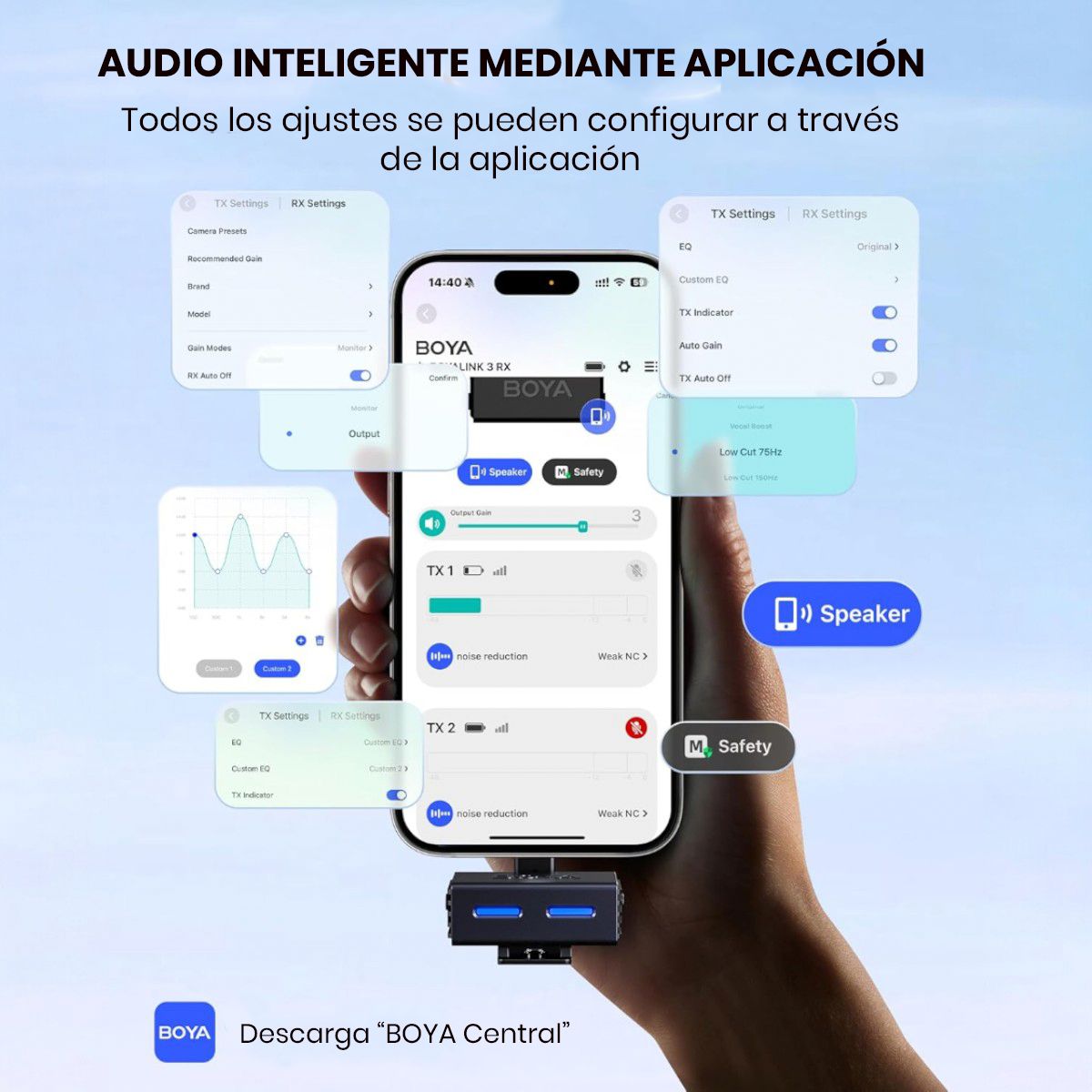BOYA - Micrófono Inalámbrico Boyalink 3-03 conexión USB-C y Lightning