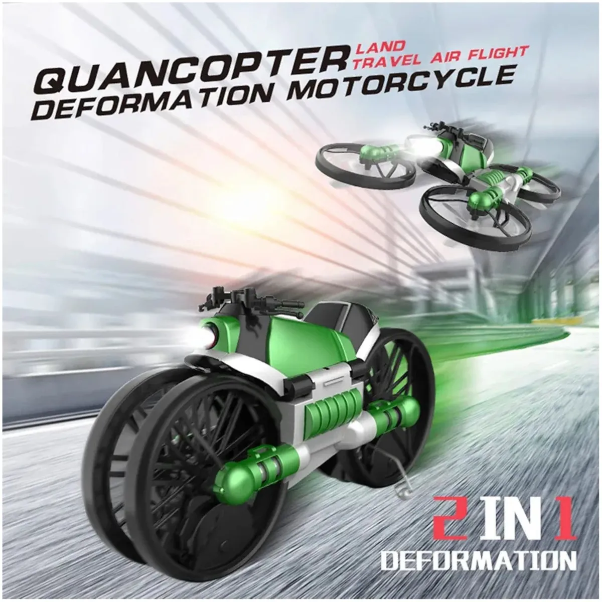 IMPORTADO MC - Drone 2 en 1 Convertible a Moto Inteligente Con Cámara Wifi +APP +Control Pulsera + Control Remoto A