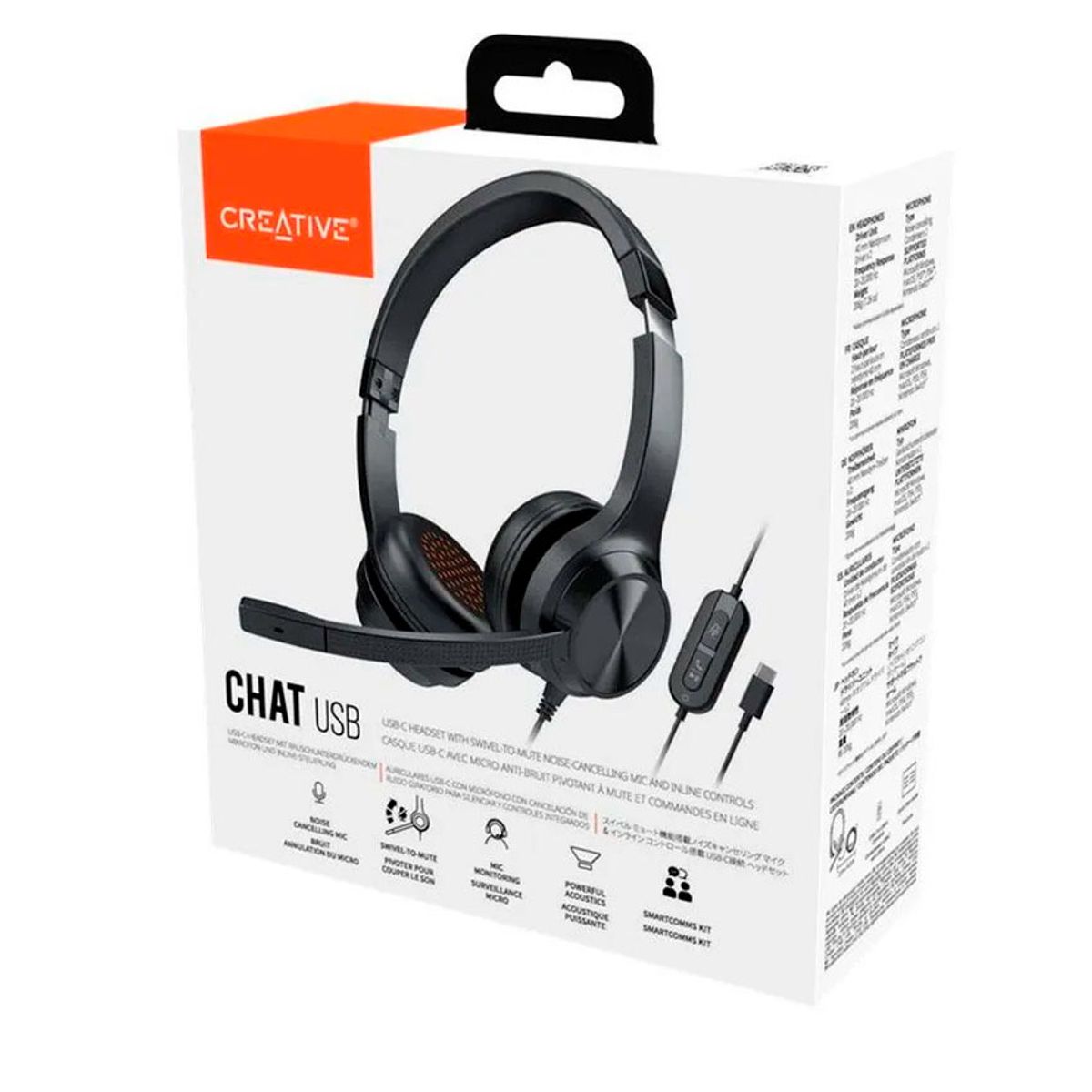 CREATIVE - Audífono Creative Chat USB Black con micrófono y control de volumen oficinas call centers o estudio