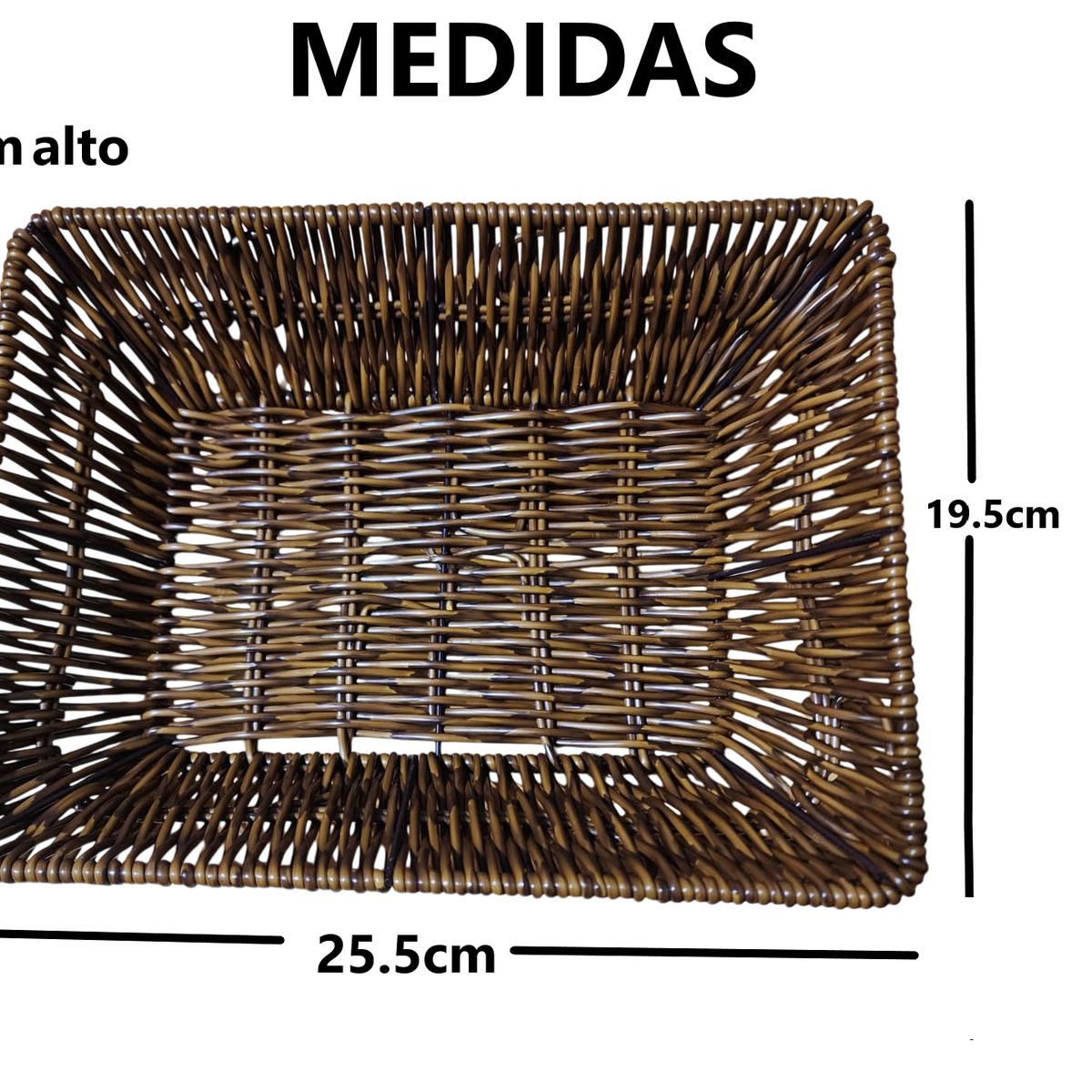 GENERICO - Juego x2 Paneras Cestas Rectangulares de plástico tipo mimbre