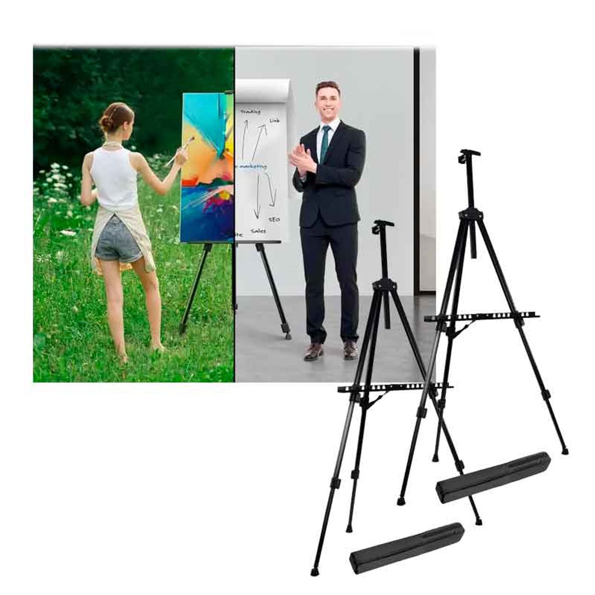 GENERICO - Caballete de Aluminio  para Presentaciones, Pizarras y Arte