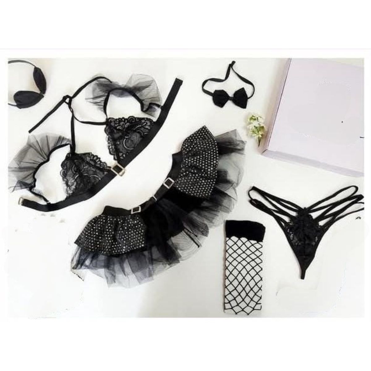 GENERICO - LENCERIA SEXY DISFRAZ GATITA TRANSPARENTE TALLA S-M-L