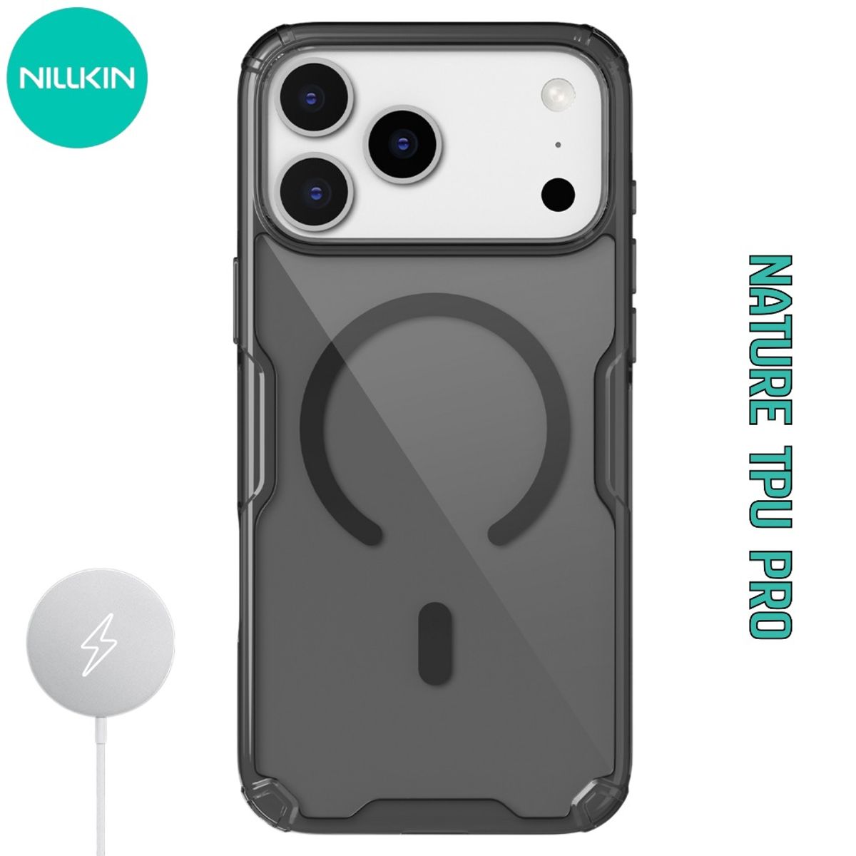 NILLKIN - Case Nillkin Nature TPU Pro - iPhone 17 Pro Max (MagSafe) - Negro Clear