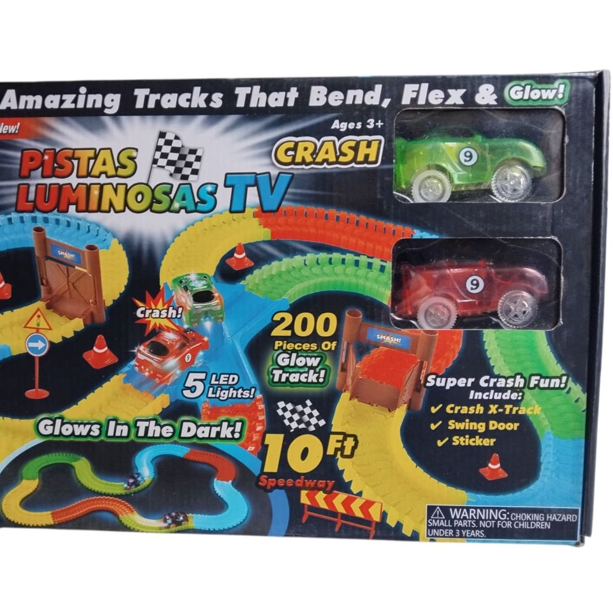 GENERICO - Pista de carreras luminosa Crash - 200 piezas ¡La pista que choca!