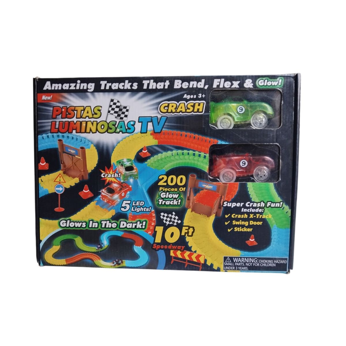 GENERICO - Pista de carreras luminosa Crash - 200 piezas ¡La pista que choca!