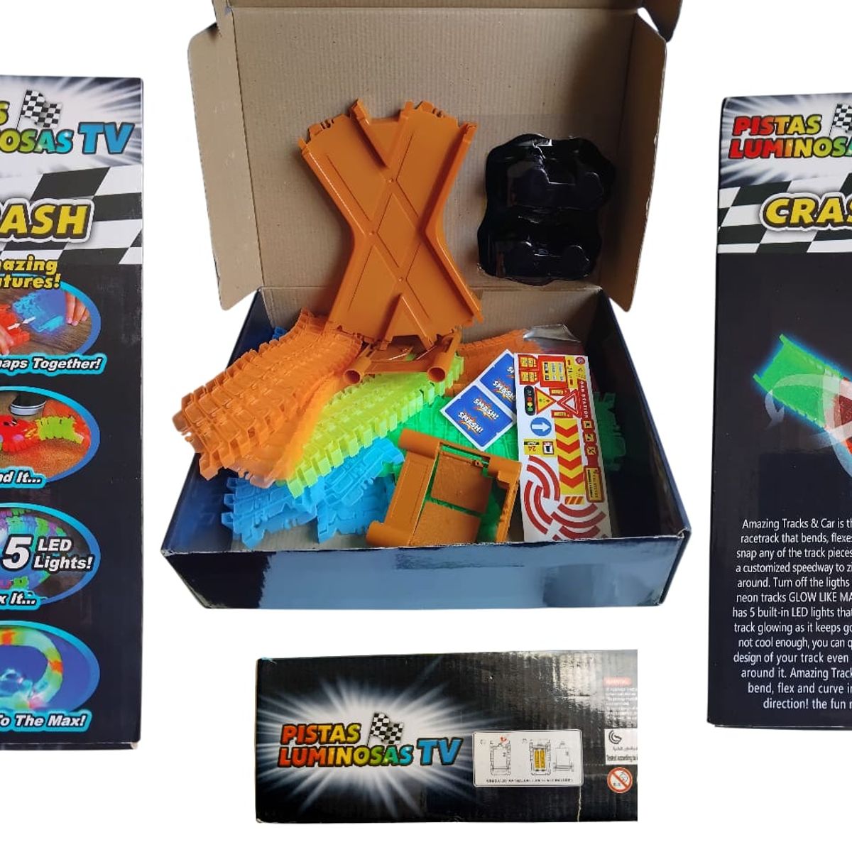 GENERICO - Pista de carreras luminosa Crash - 200 piezas ¡La pista que choca!