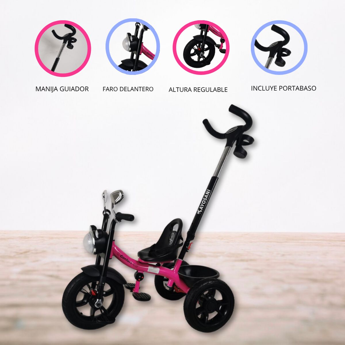 CUZKA - Triciclo Guiador para Niños «PUSHER» Red