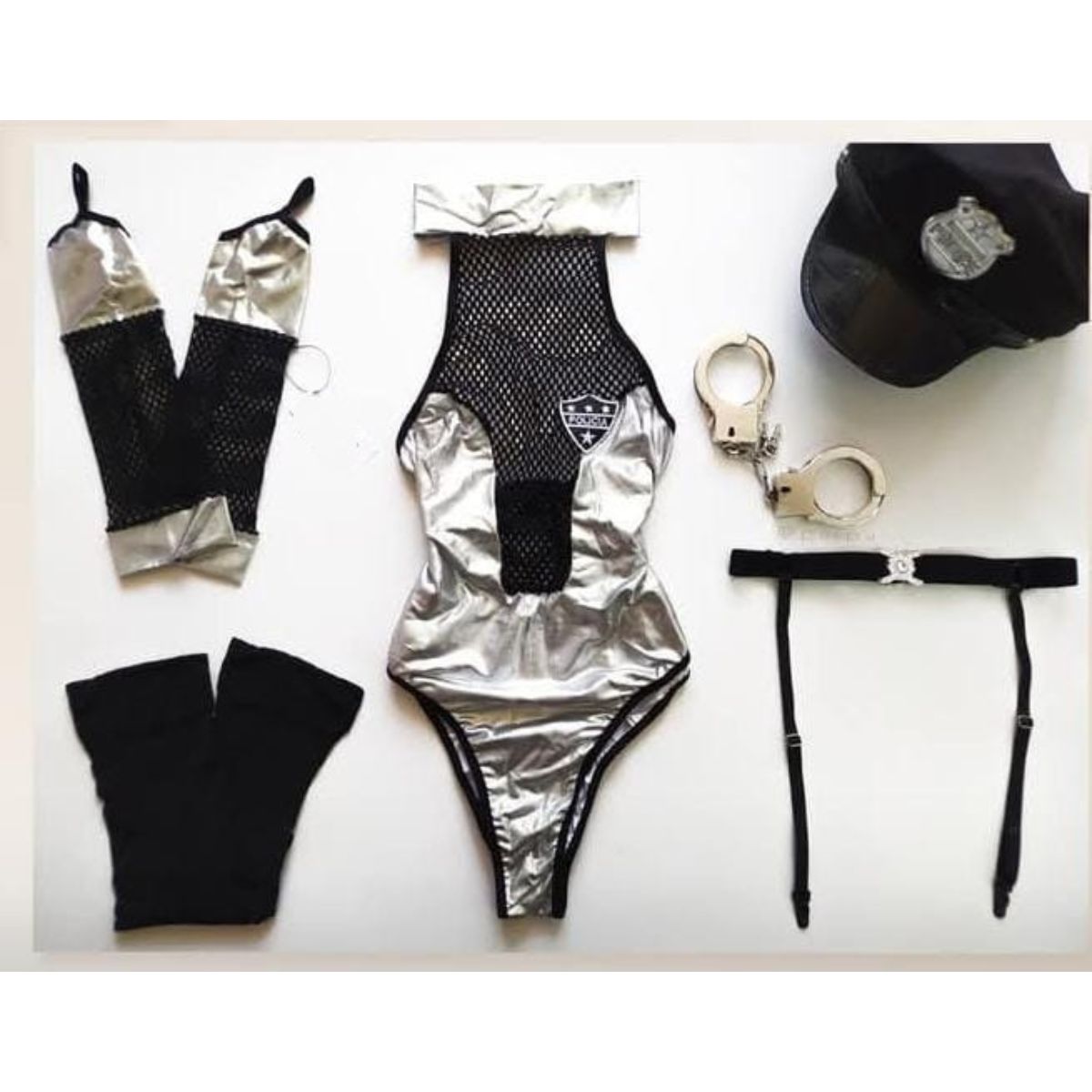 GENERICO - LENCERIA SEXY DISFRAZ POLICIA TRANSPARENTE TALLA S-M-L