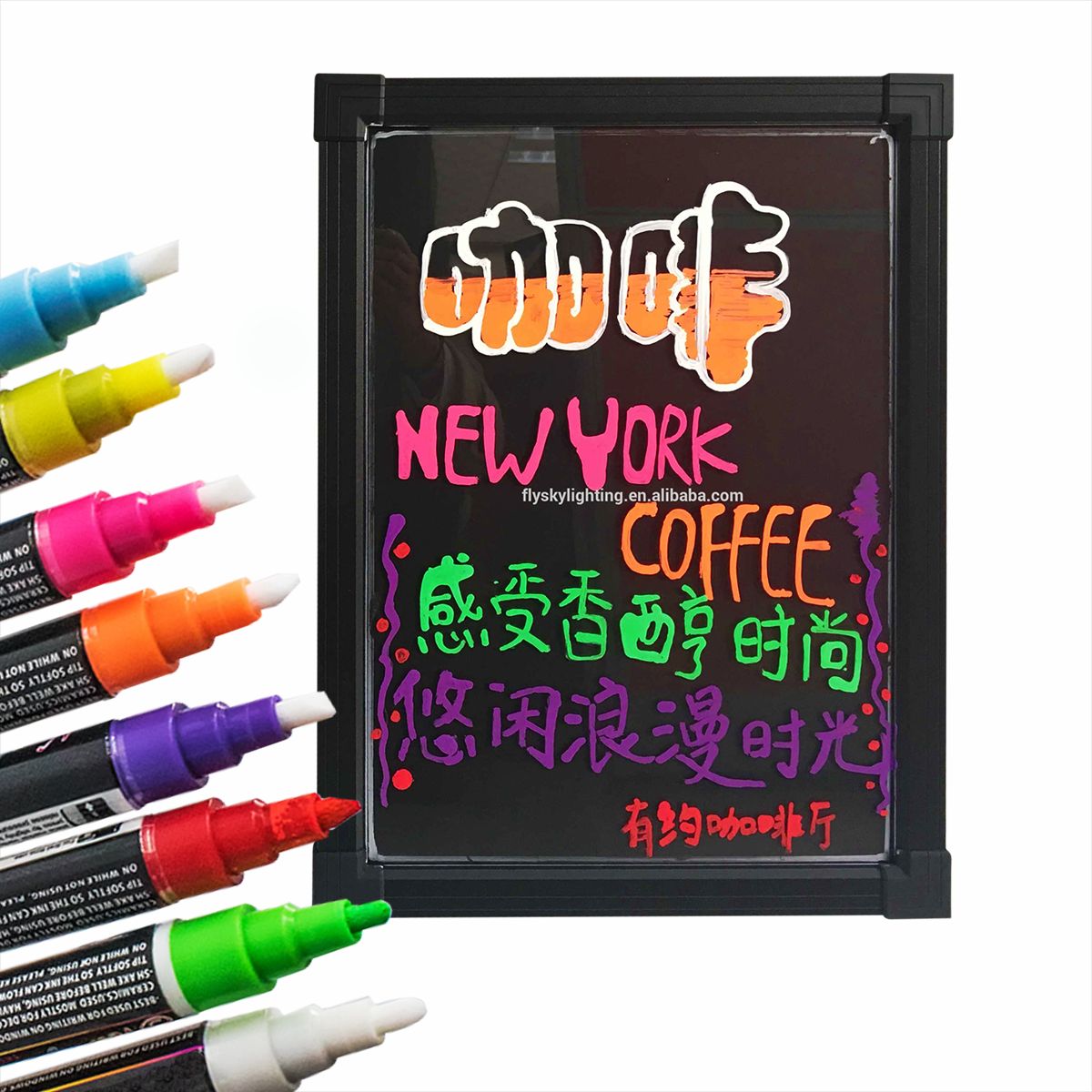 GENERICO - Pizarra LED con Luz 50x70 cm  Ideal para Menús Promociones y Eventos