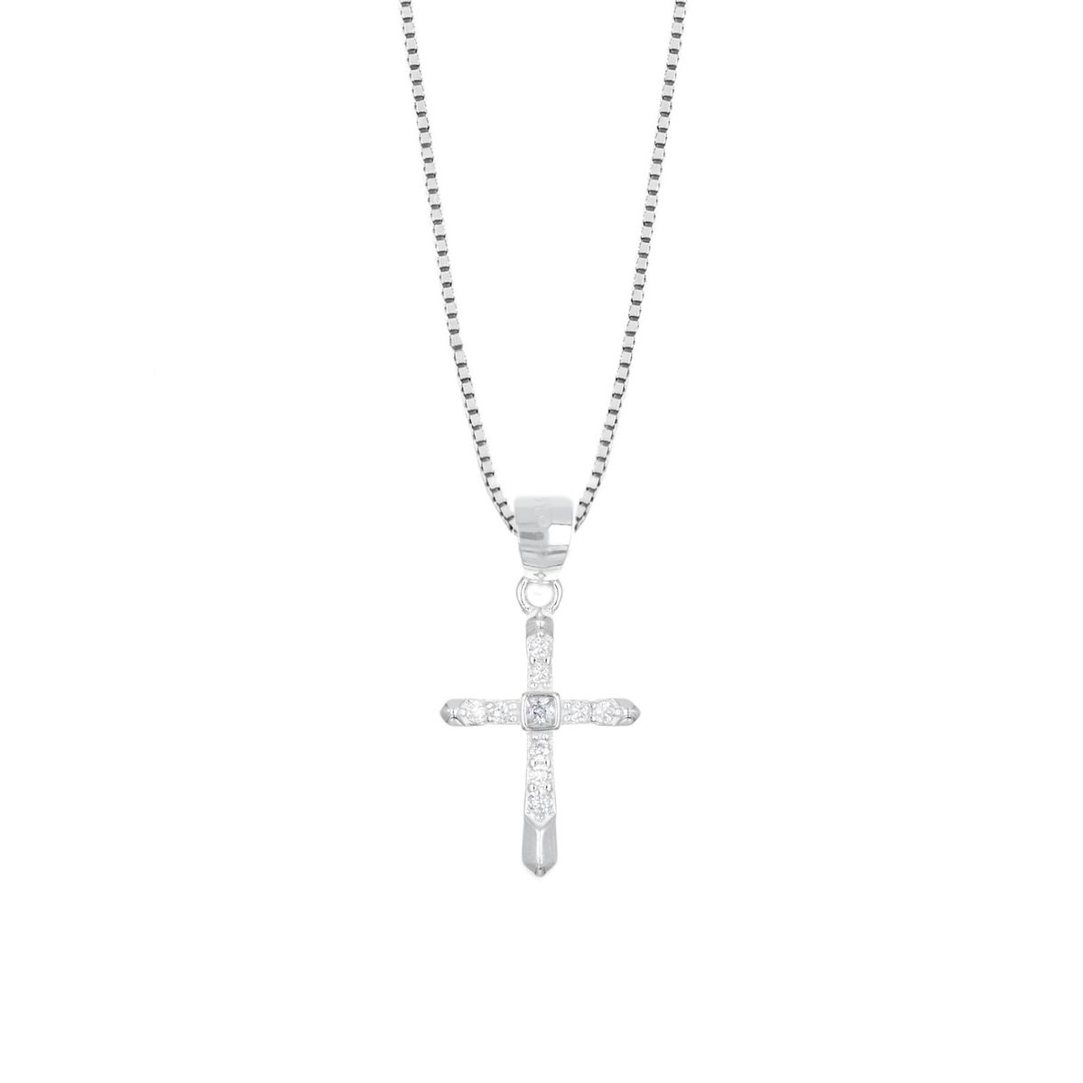 BALIQ - Collar Cruz Cuadrado Plata 925