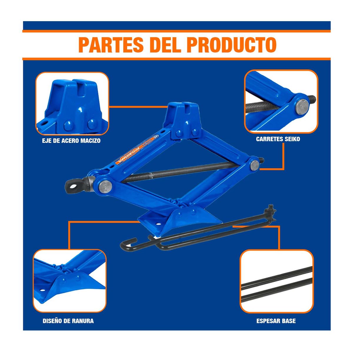 GENERICO - Gato Castillo Mecánico 1.5 Tonelada Robusto Wadfow Whj4515