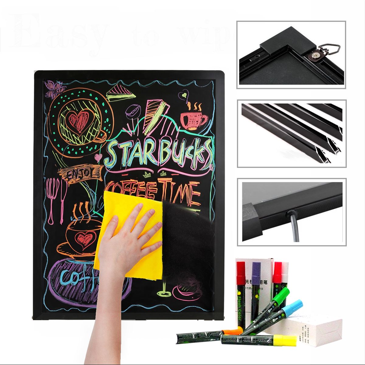 GENERICO - Pizarra LED con Luz 60x80 cm  Ideal para Menús Promociones y Eventos