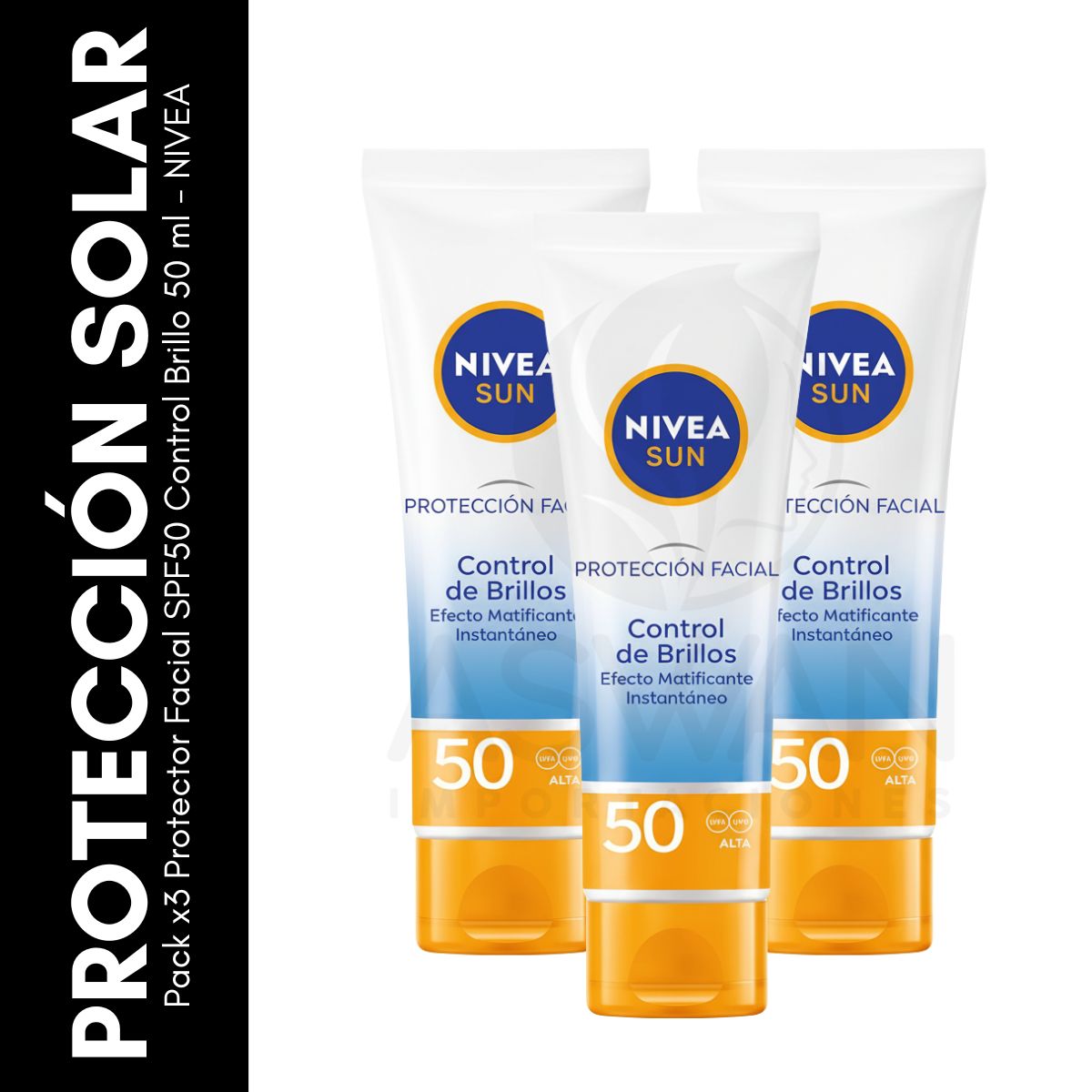 GENERICO - Pack x3 Protector Facial SPF50 Control Brillo 50 ml - NIVEA