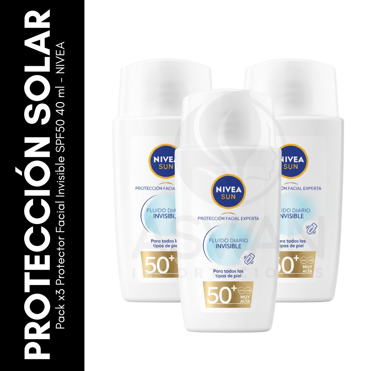 GENERICO - Pack x3 Protector Facial Invisible SPF50 40 ml - NIVEA