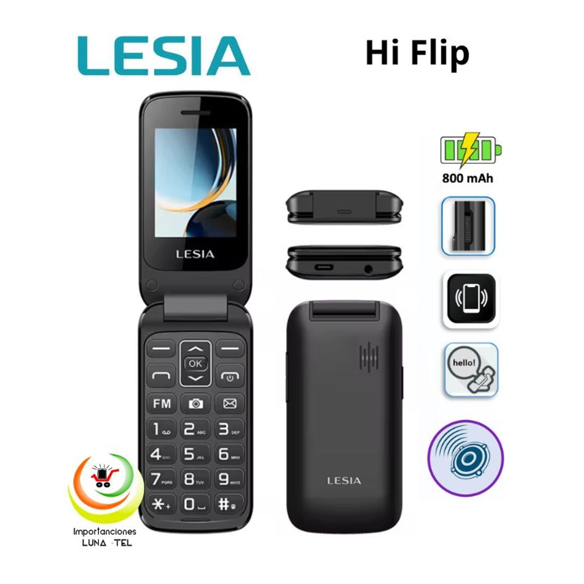 LESIA - CELULAR BASICO LESIA HI FLIP  2G TAPA DUAL SIM -NEGRO