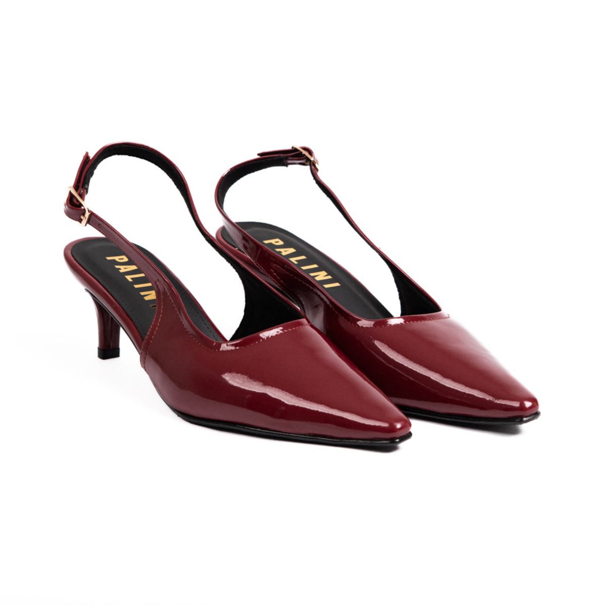 PALINI SHOES - taco 5 de vestir en punta color cherry