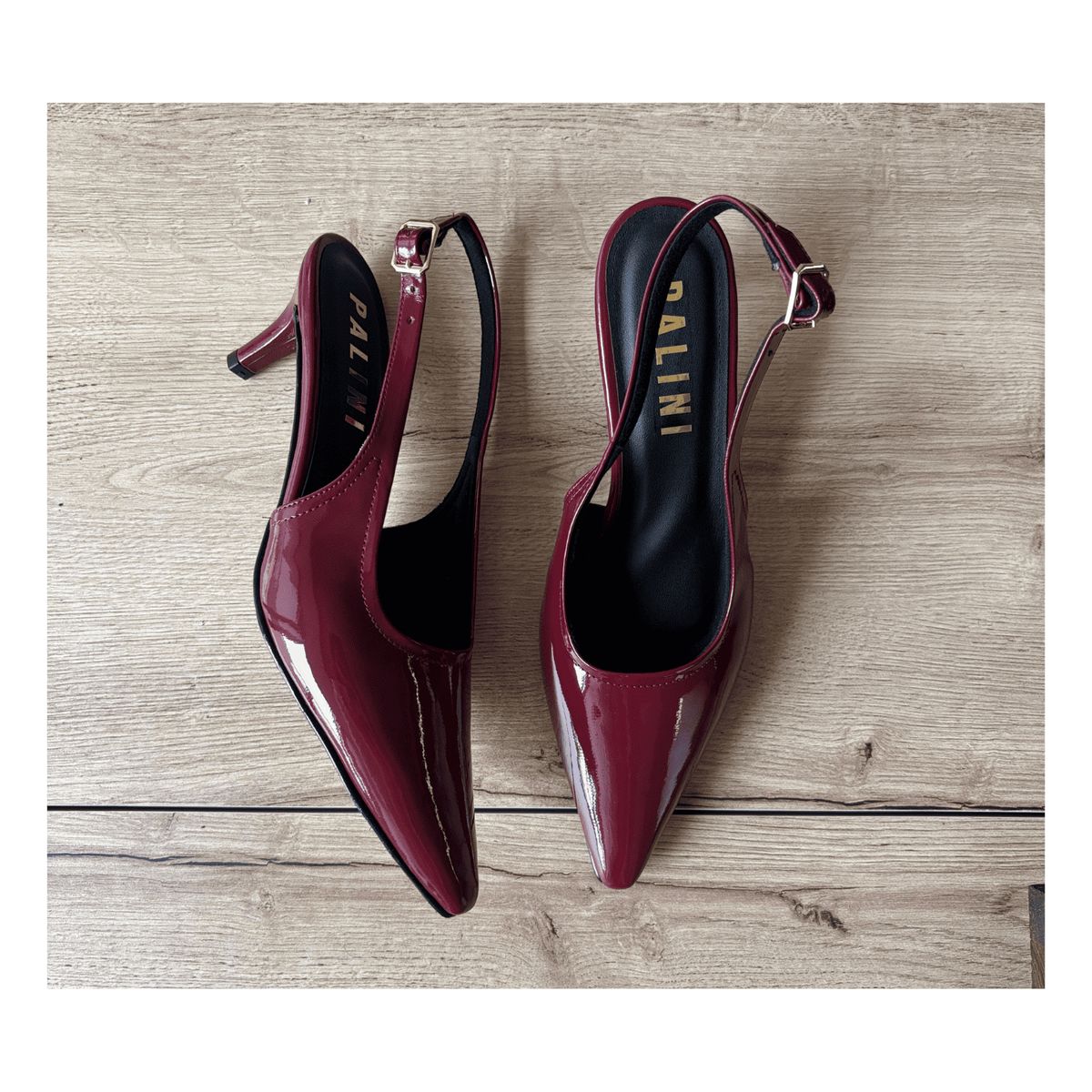 PALINI SHOES - taco 5 de vestir en punta color cherry