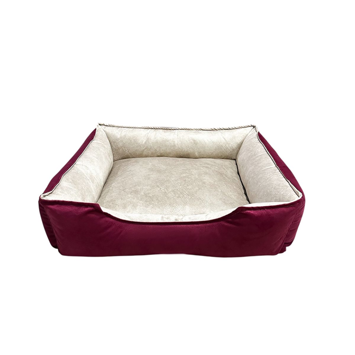 PET MOOD - Cama para Mascotas Antialérgica T-L Color Beige con Guinda