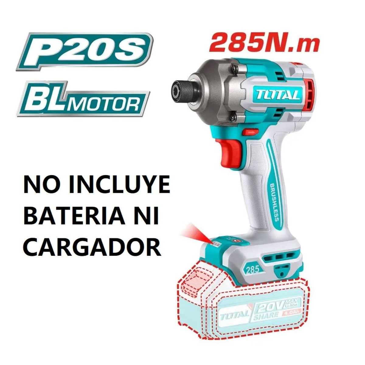 TOTAL TOOLS - Atornillador De Impacto 20v 285nm Solo cabezal  Total tools