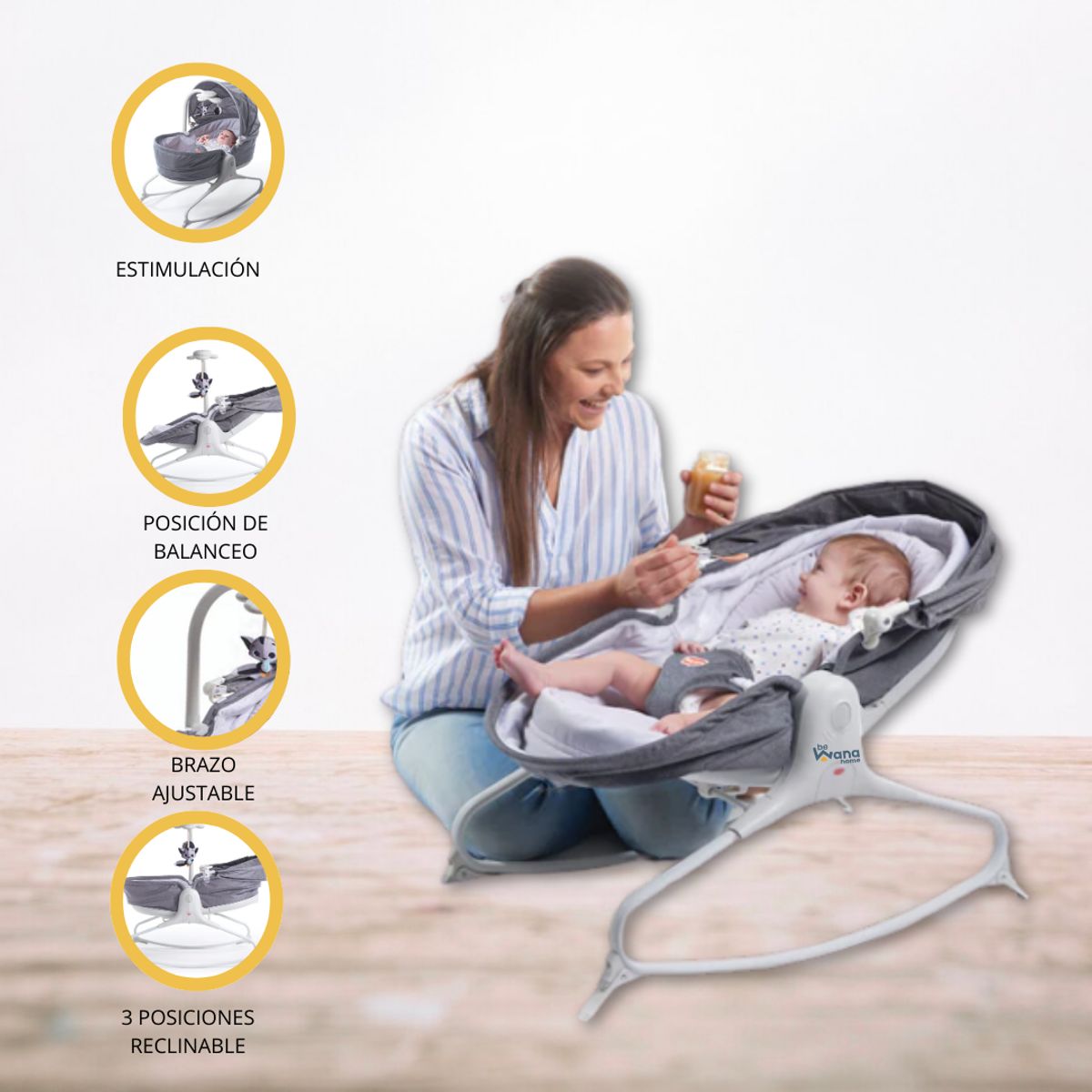 TINY LOVE - Silla Mecedora 3 en 1 «COZY ROCKER NAPPER» Heather Grey