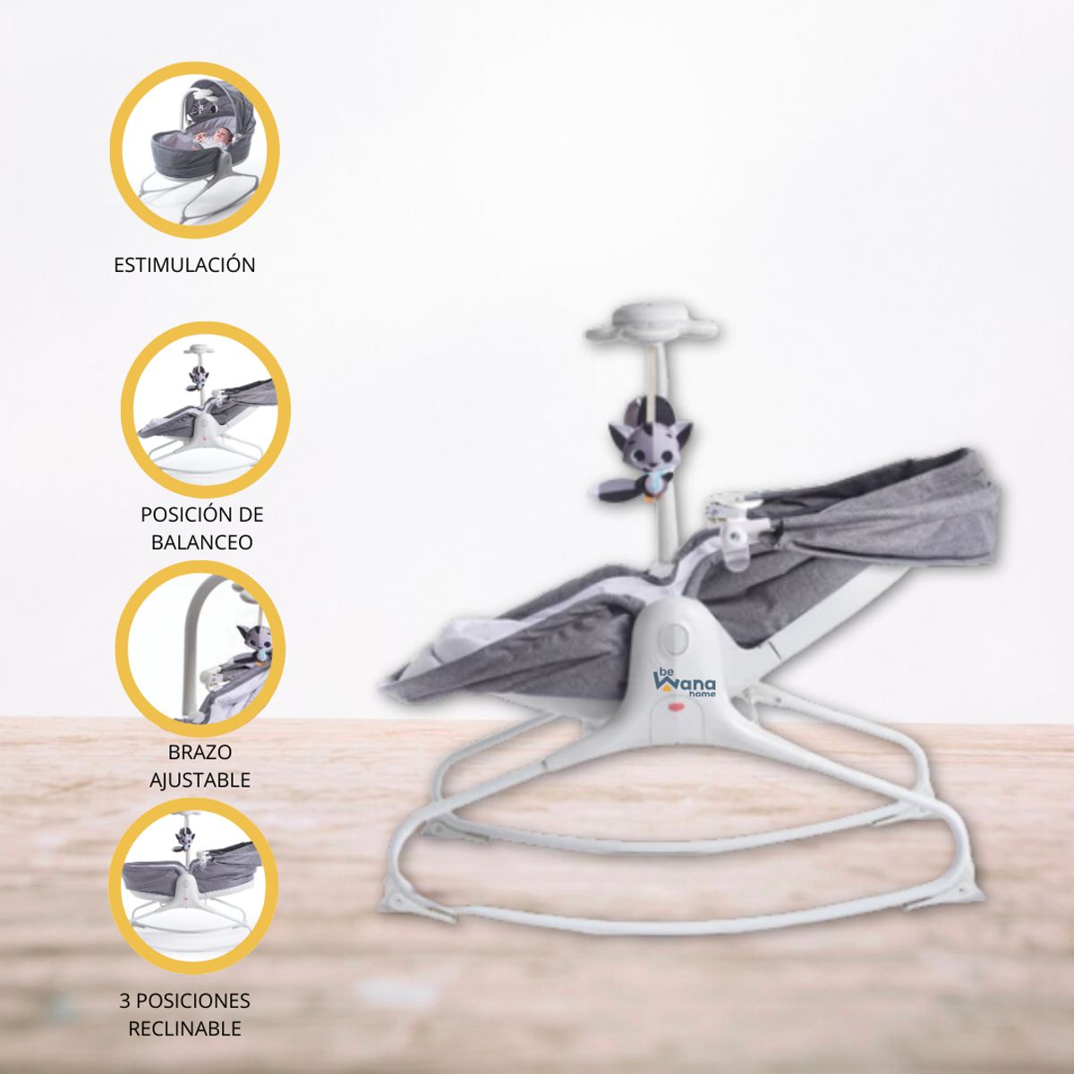 TINY LOVE - Silla Mecedora 3 en 1 «COZY ROCKER NAPPER» Heather Grey