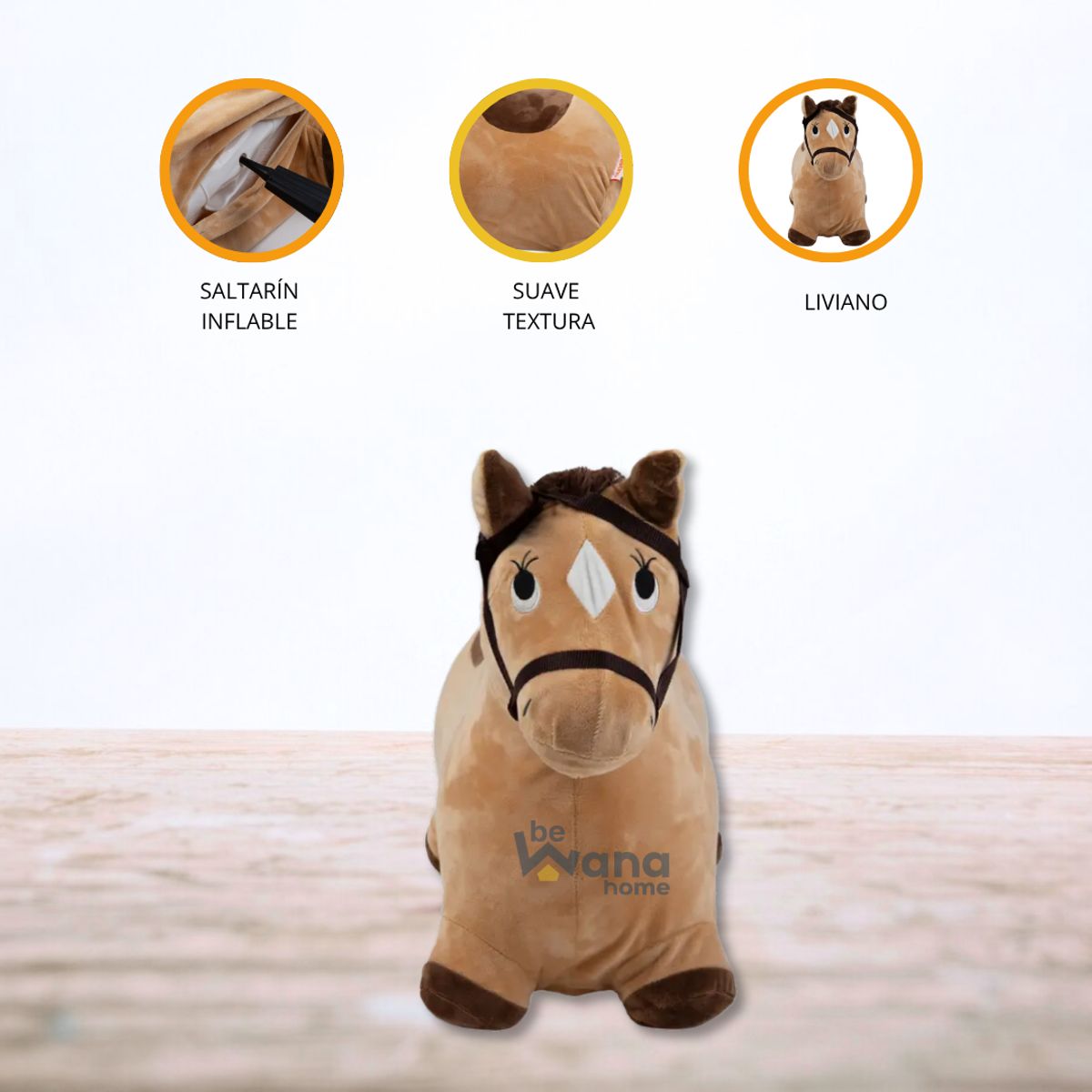 CARESTINO - Saltarín de Peluche Inflable +18meses «CABALLO BROWN»
