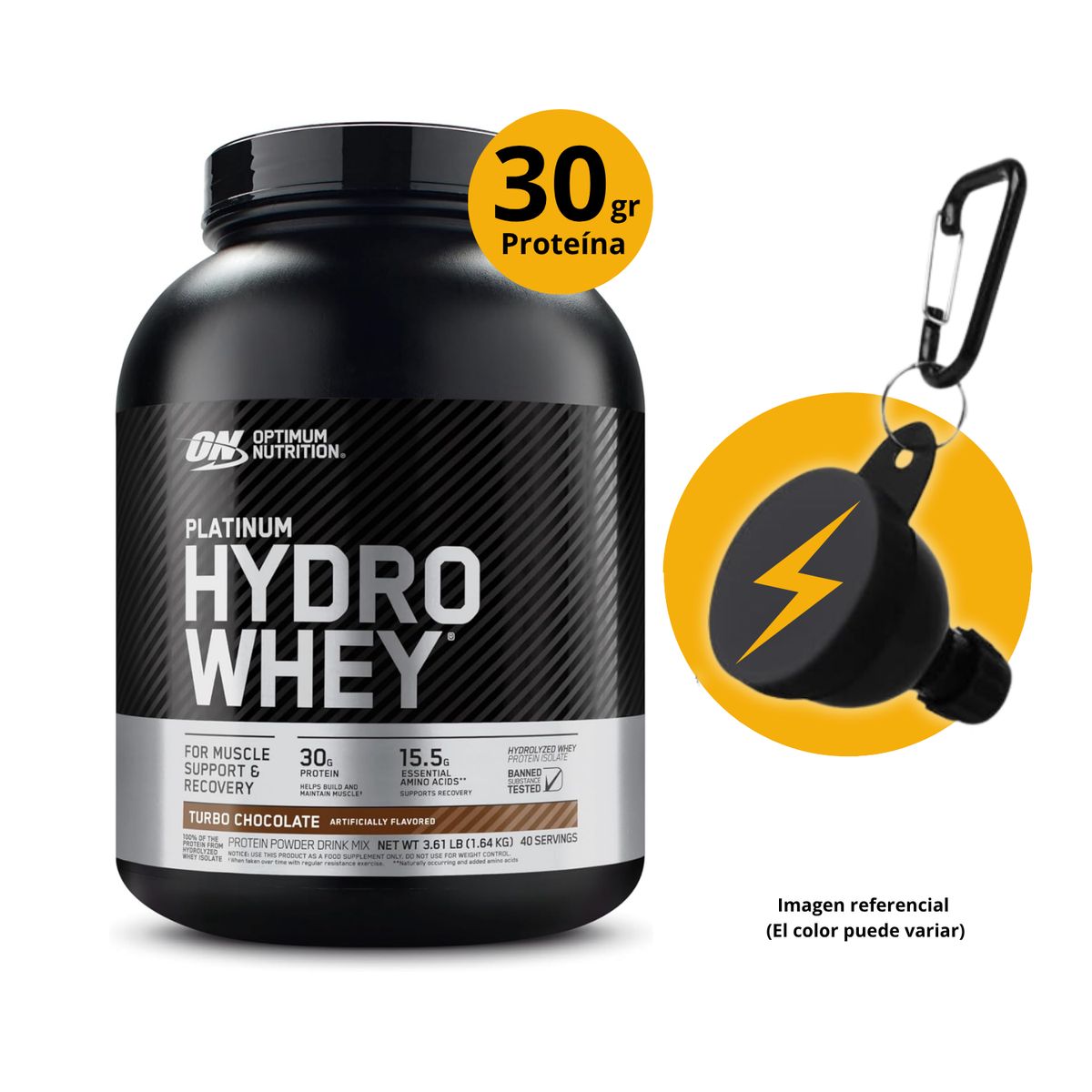 Optimum Nutrition - PROTEINA PLATINUM HYDRO WHEY 3.5 LB CHOCOLATE  + PORTASUPLEMENTOS - PROTEINA HIDROLIZADA