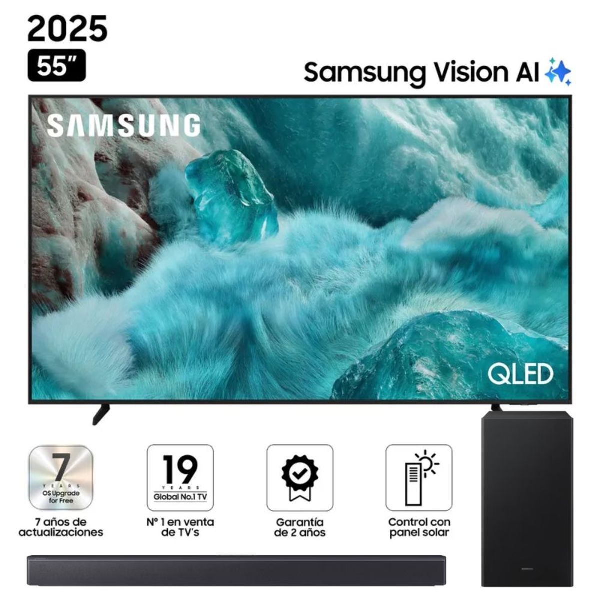 SAMSUNG - Televisor SAMSUNG QLED 55 UHD 4K Vision AI Smart TV QN55Q7FAAGXPE + Soundbar HW-B450F