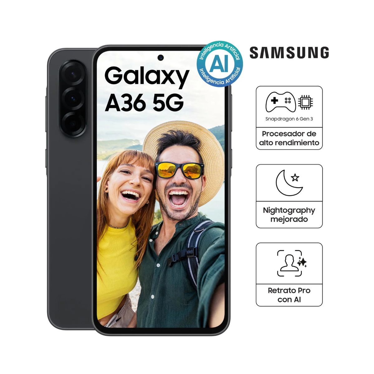 SAMSUNG - SAMSUNG GALAXY A36 6GB RAM 128GB -BLACK