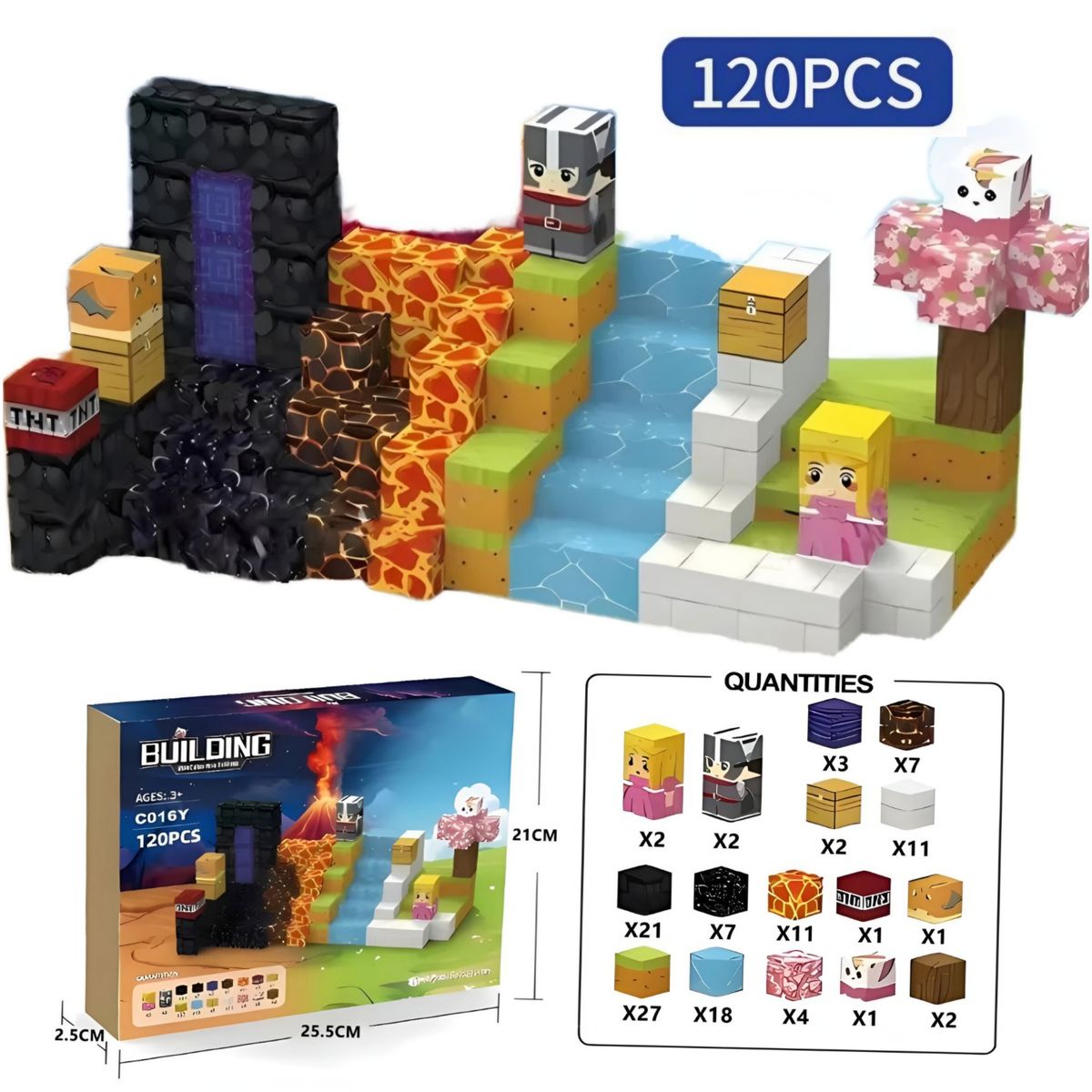 GENERICO - Bloques magnéticos educativo Minecraft 120 pcs de bloques construcción