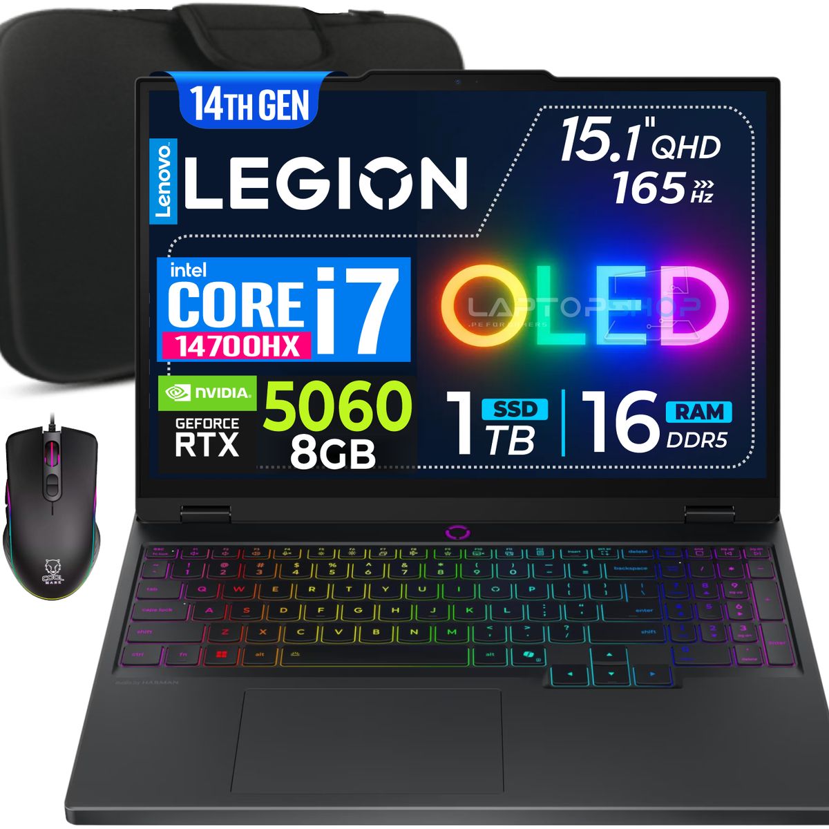 LENOVO - Laptop Lenovo Legion 5 Oled, Core I7 14700hx, 16gb RAM, 1tb SSD, Rtx5060 8gb, 15.1 WQXGA 165Hz