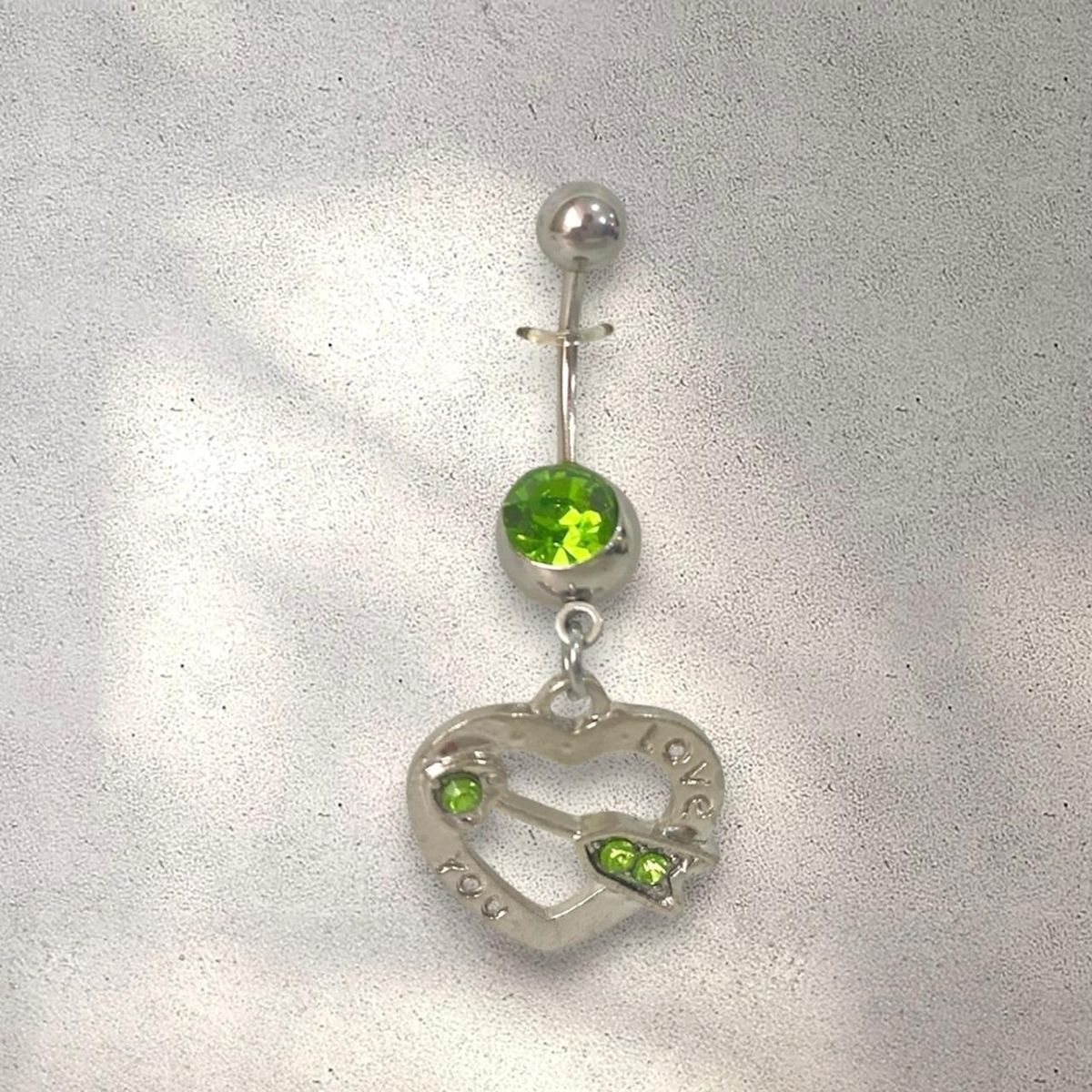 GENERICO - Piercing ombligo colgante corazon verde