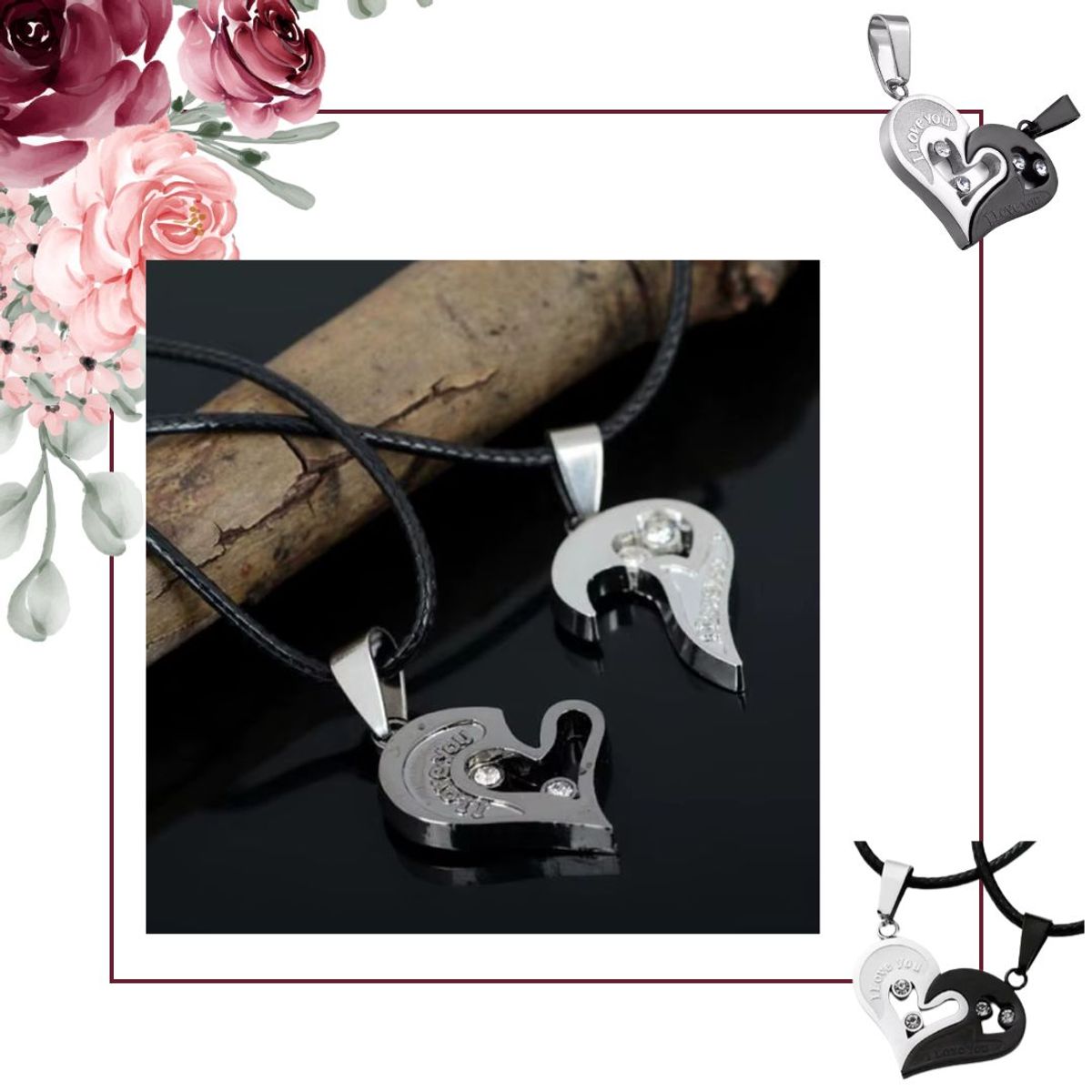 GENERICO - collar con colgante 2 en 1 para enamorados