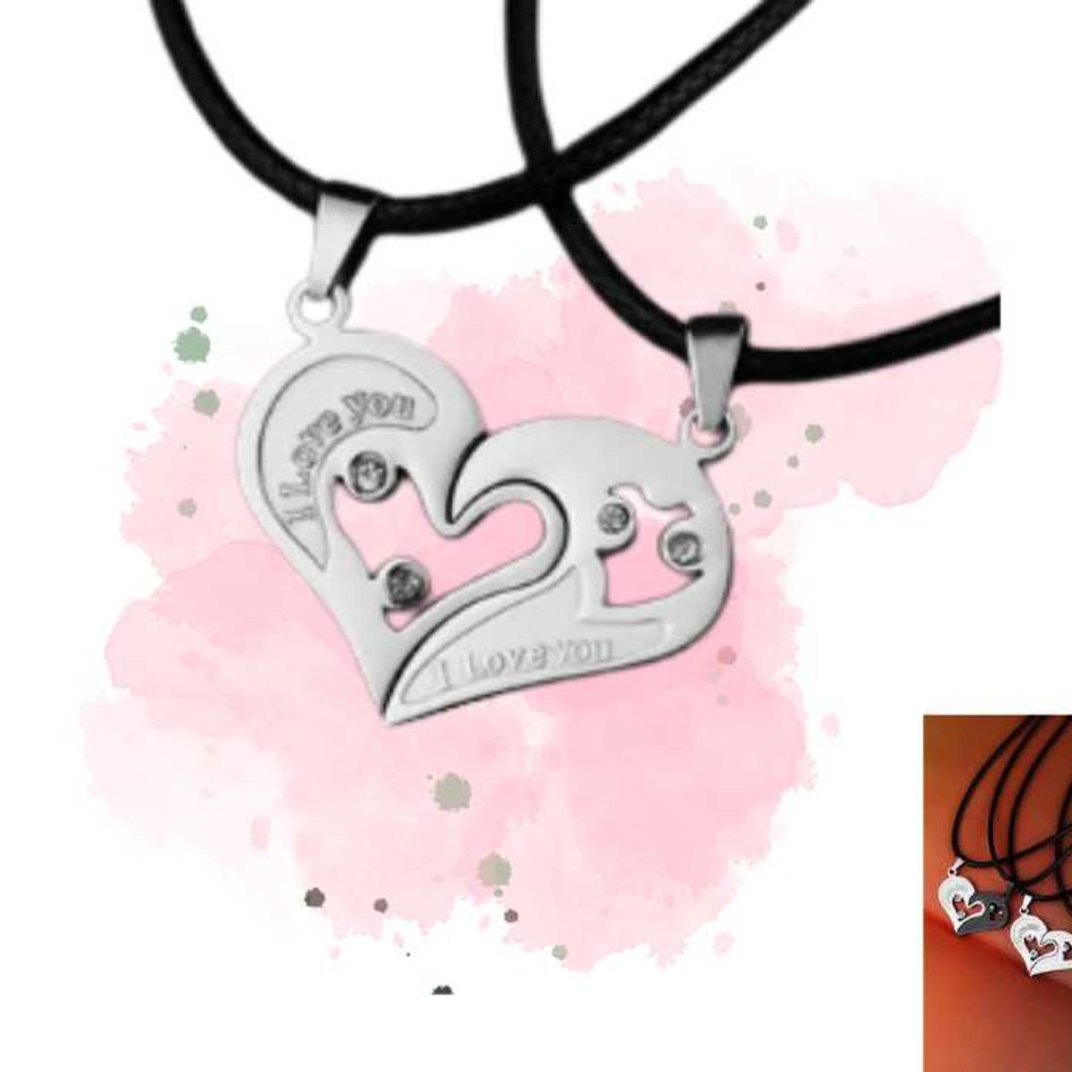 GENERICO - collar con colgante 2 en 1 para enamorados