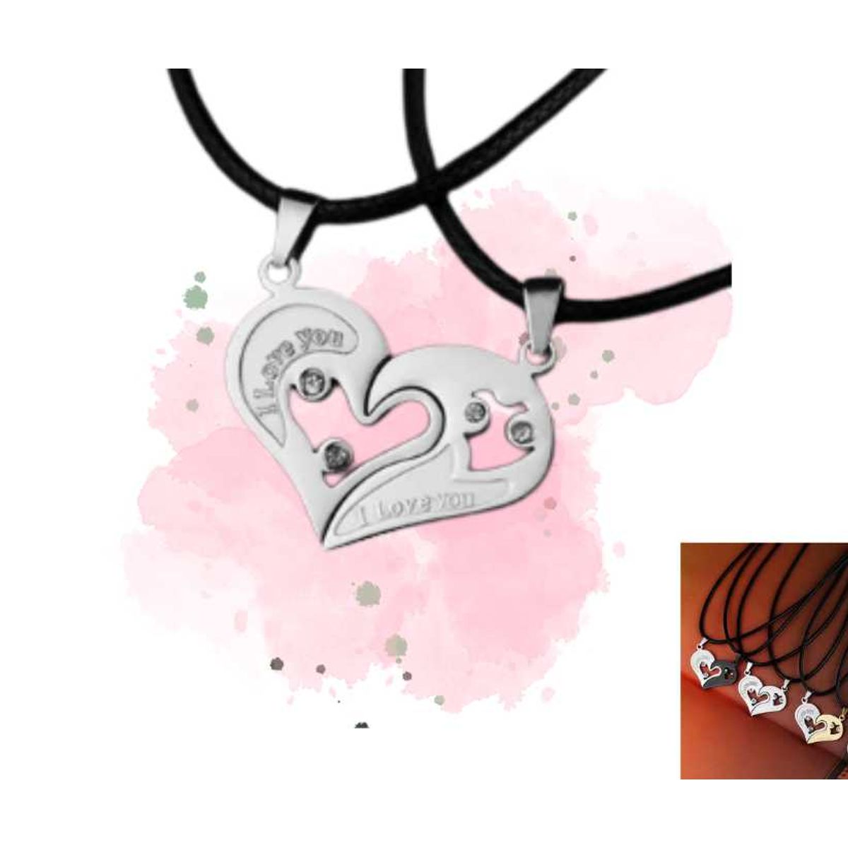 GENERICO - collar con colgante 2 en 1 para enamorados